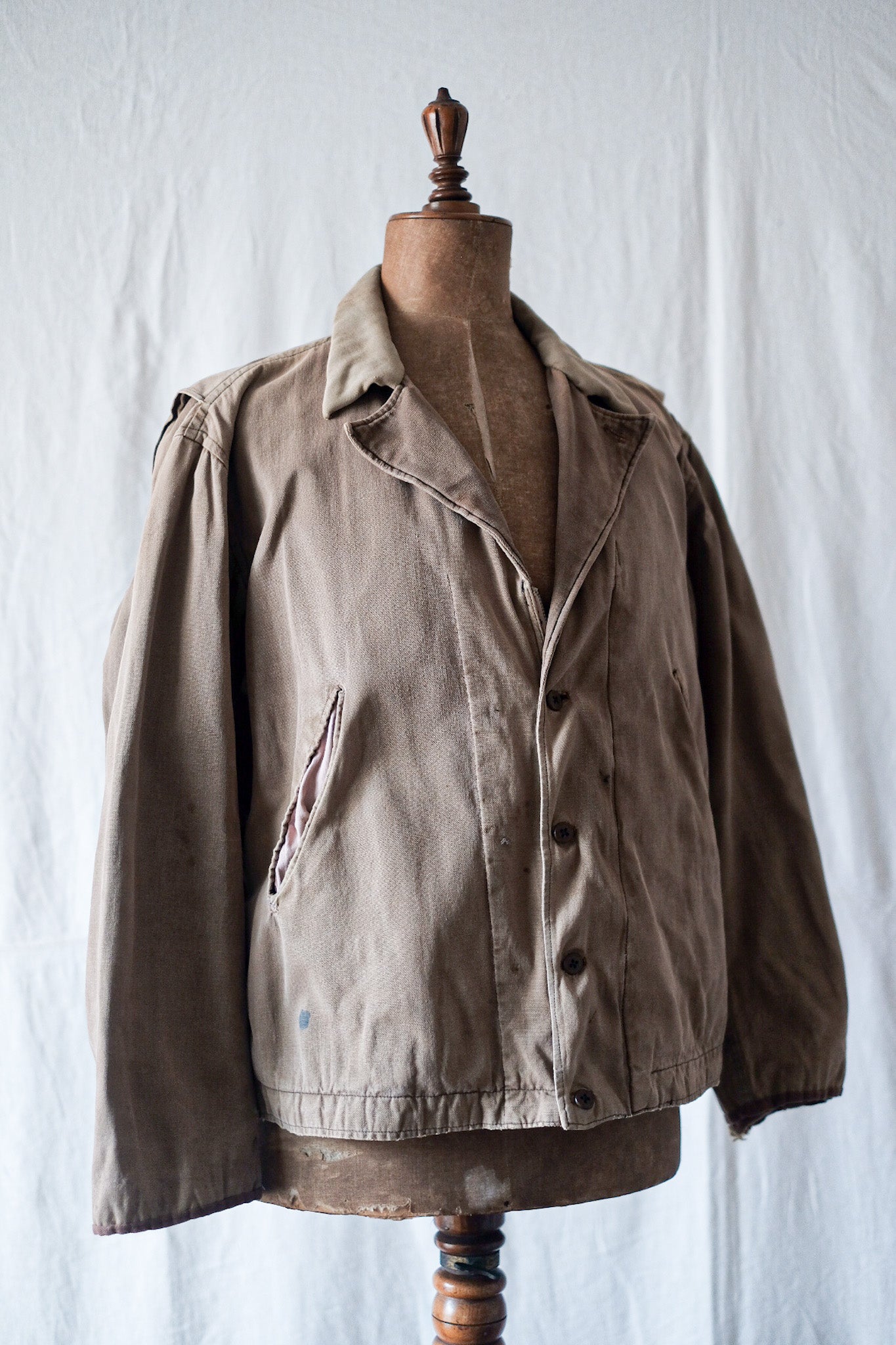 [~ 30's] French Vintage Cotton Canvas Home Made Work Jacket