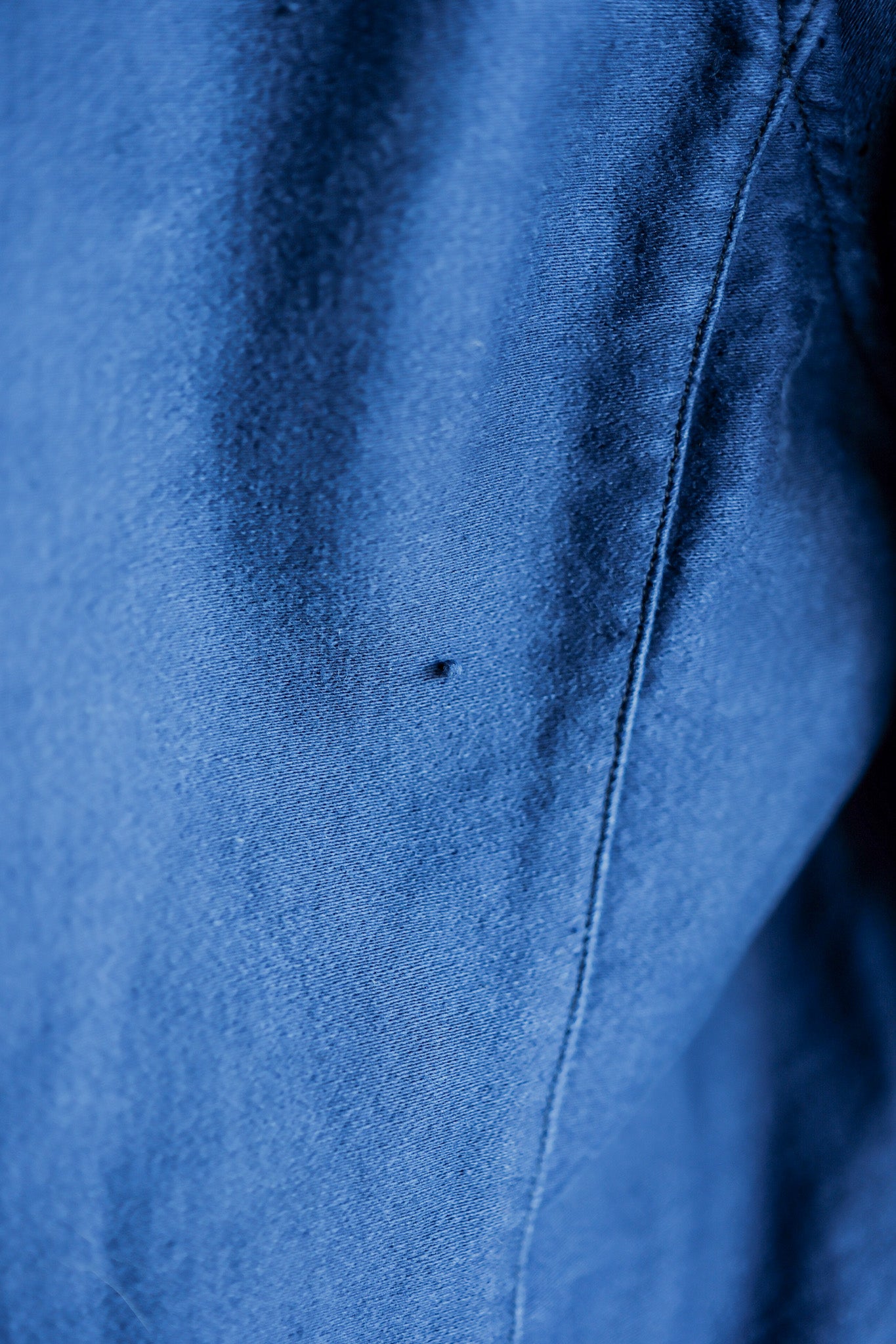 [~ 40 '] 프랑스 빈티지 블루 몰스킨 스탠드 칼라 작업 재킷