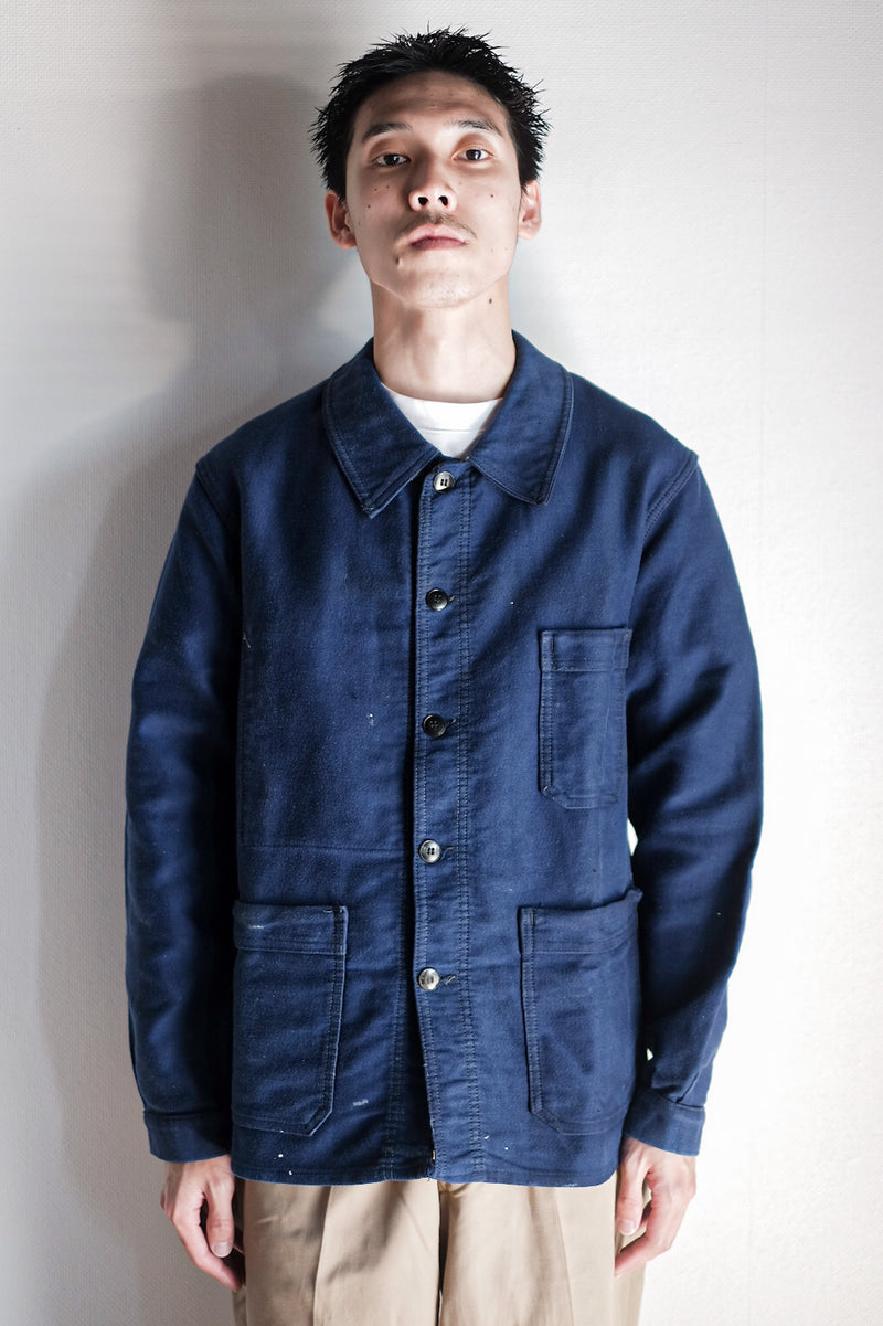 【~50's】French Vintage Blue Moleskin Work Jacket