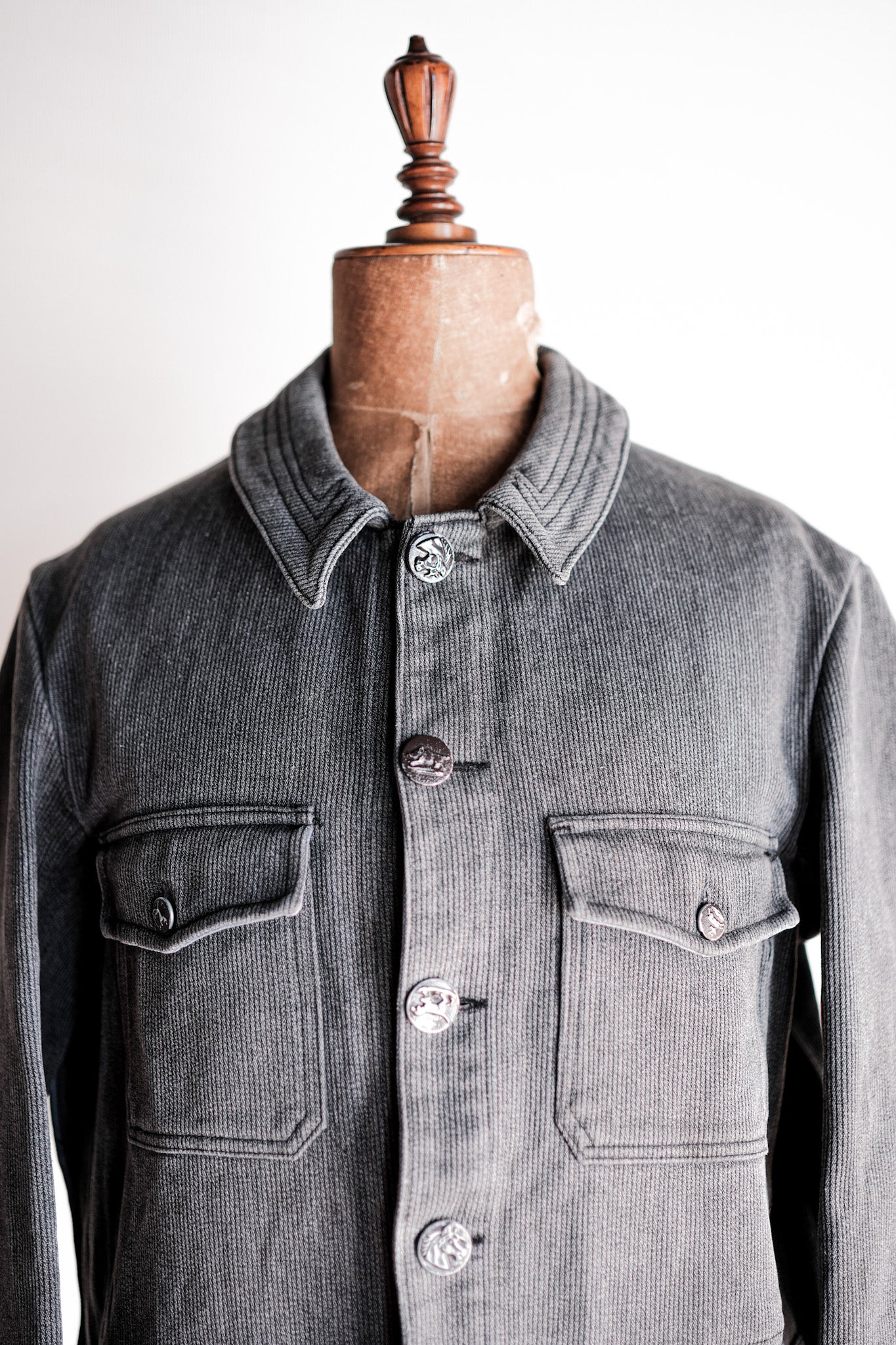 【~60's】French Vintage Gray Cotton Pique Hunting Jacket