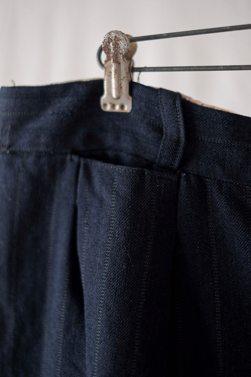 【~40's】French Vintage Navy Wool Striped Work Pant