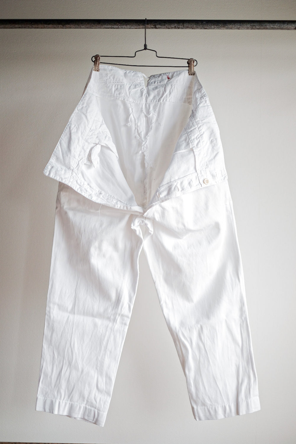 ［~30's］French Navy White Cotton Trousers