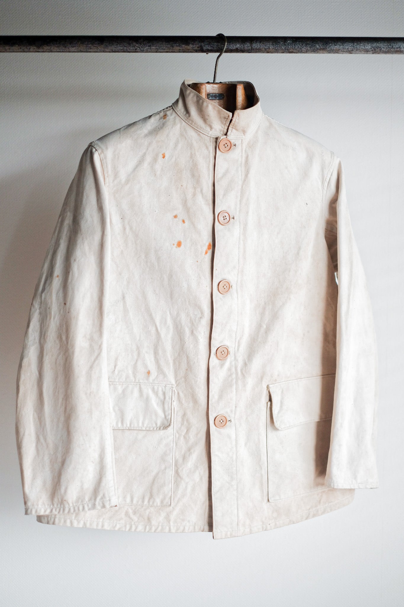 ［~30's］French Vintage Stand Collar Linen Jacket