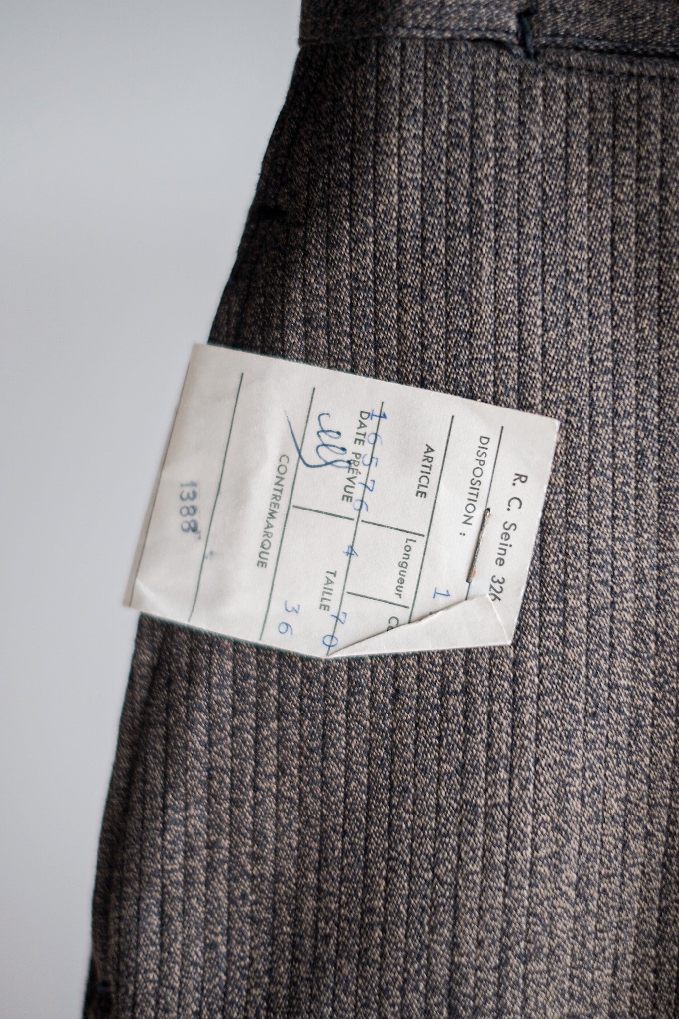 ［~40's］French Vintage Brown Salt & Pepper Cotton Pique Work Pants "Dead Stock"