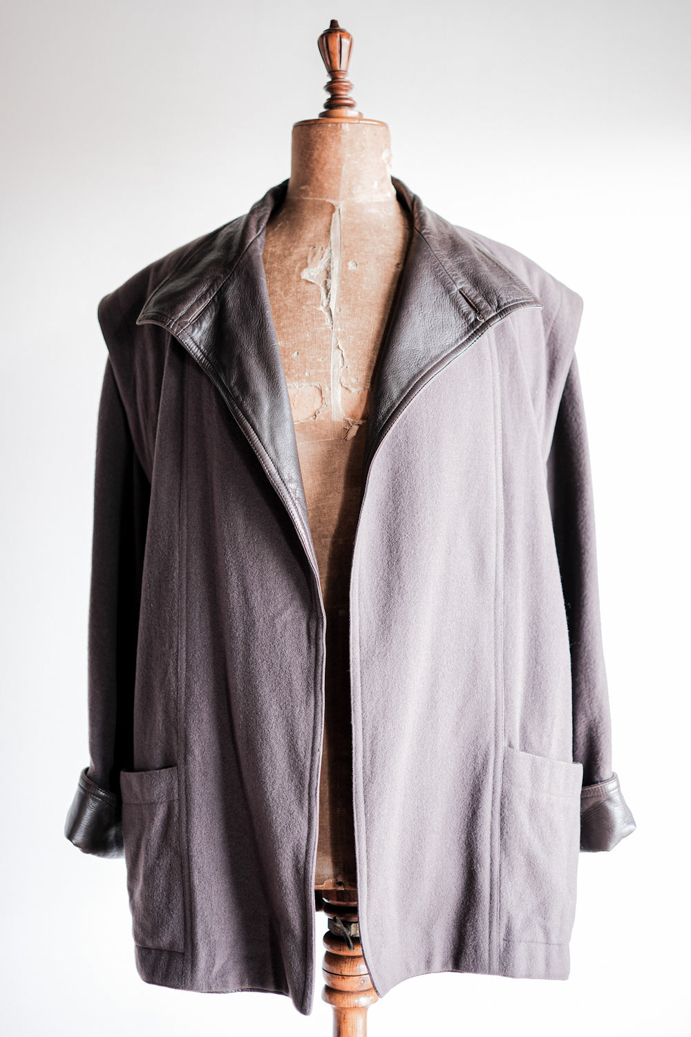 ［~80's］Old Gucci Wool Leather Jacket Size.42