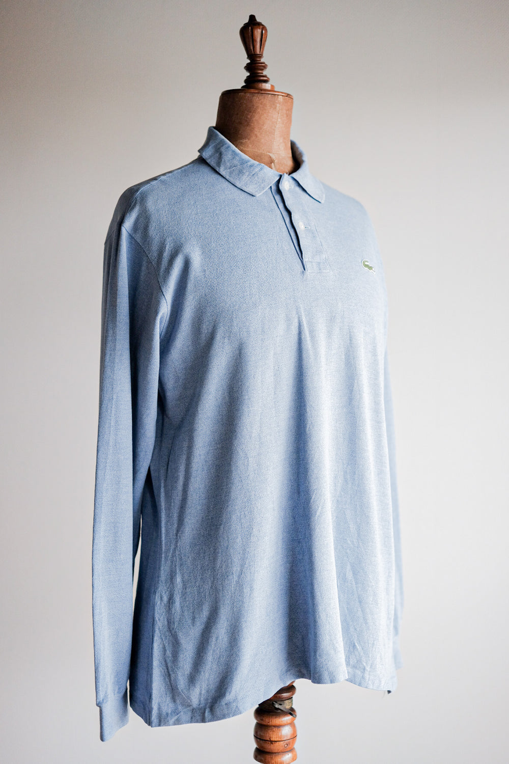 【~80's】CHEMISE LACOSTE L/S Polo Shirt Size.5 "Marbling Light Blue"