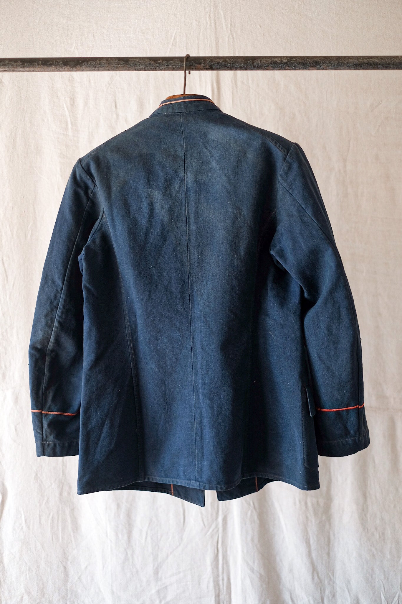 30's】French Vintage Indigo Cotton Twill Fireman Jacket