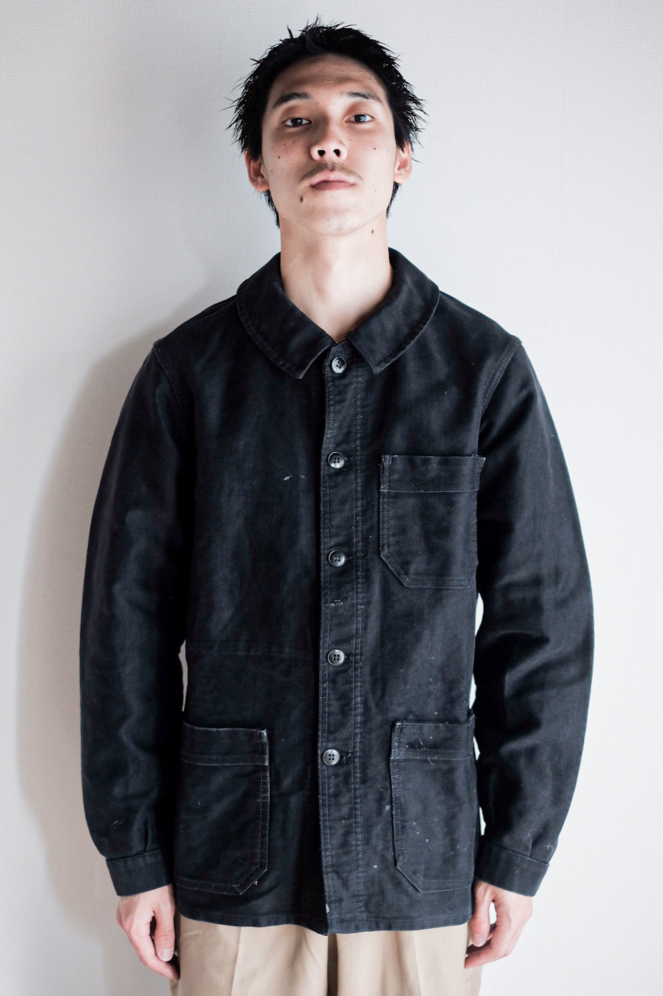 ［~60's］French Vintage Black Moleskin Work Jacket