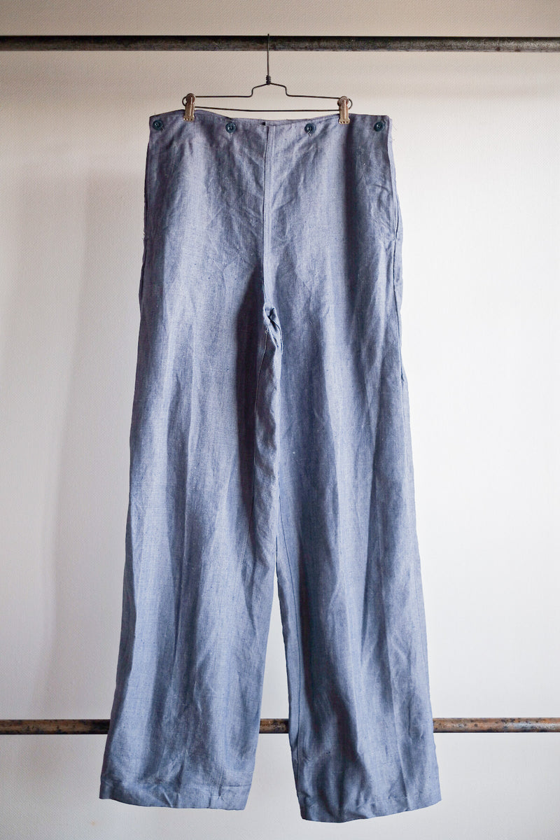 [~ 50's] กองทัพเรือฝรั่งเศส Ramie Linen Sailor Pant "Dead Stock"