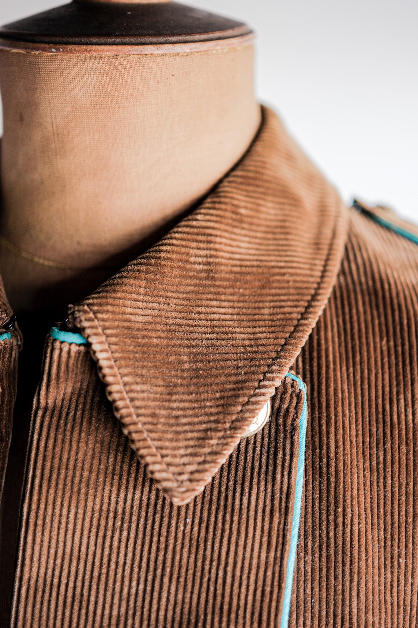 ［~30’s］Italian Army Double Breasted Brown Corduroy Jacket “Dead Stock”