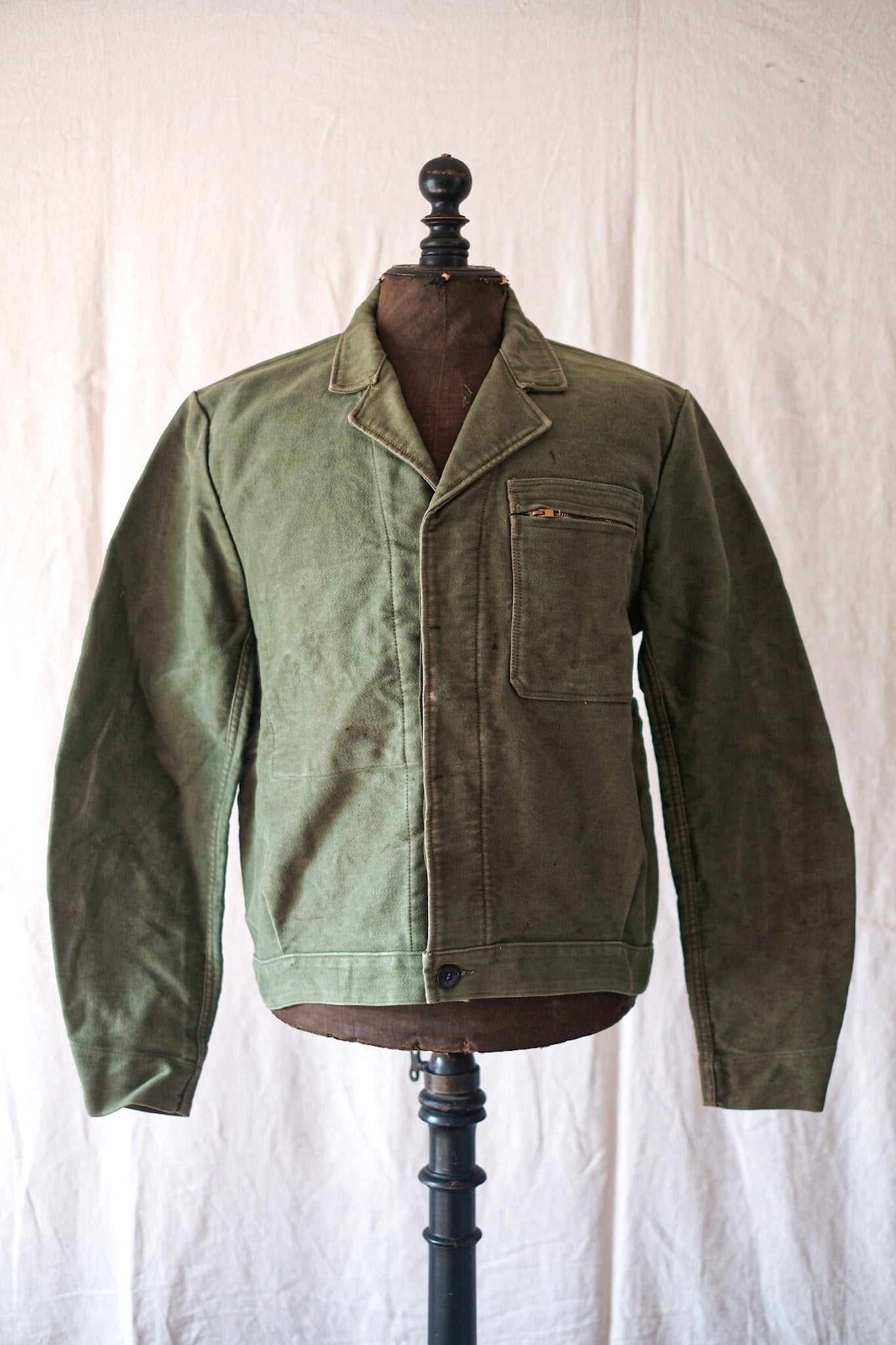 [〜60年代]法國復古綠色摩爾金工作夾克