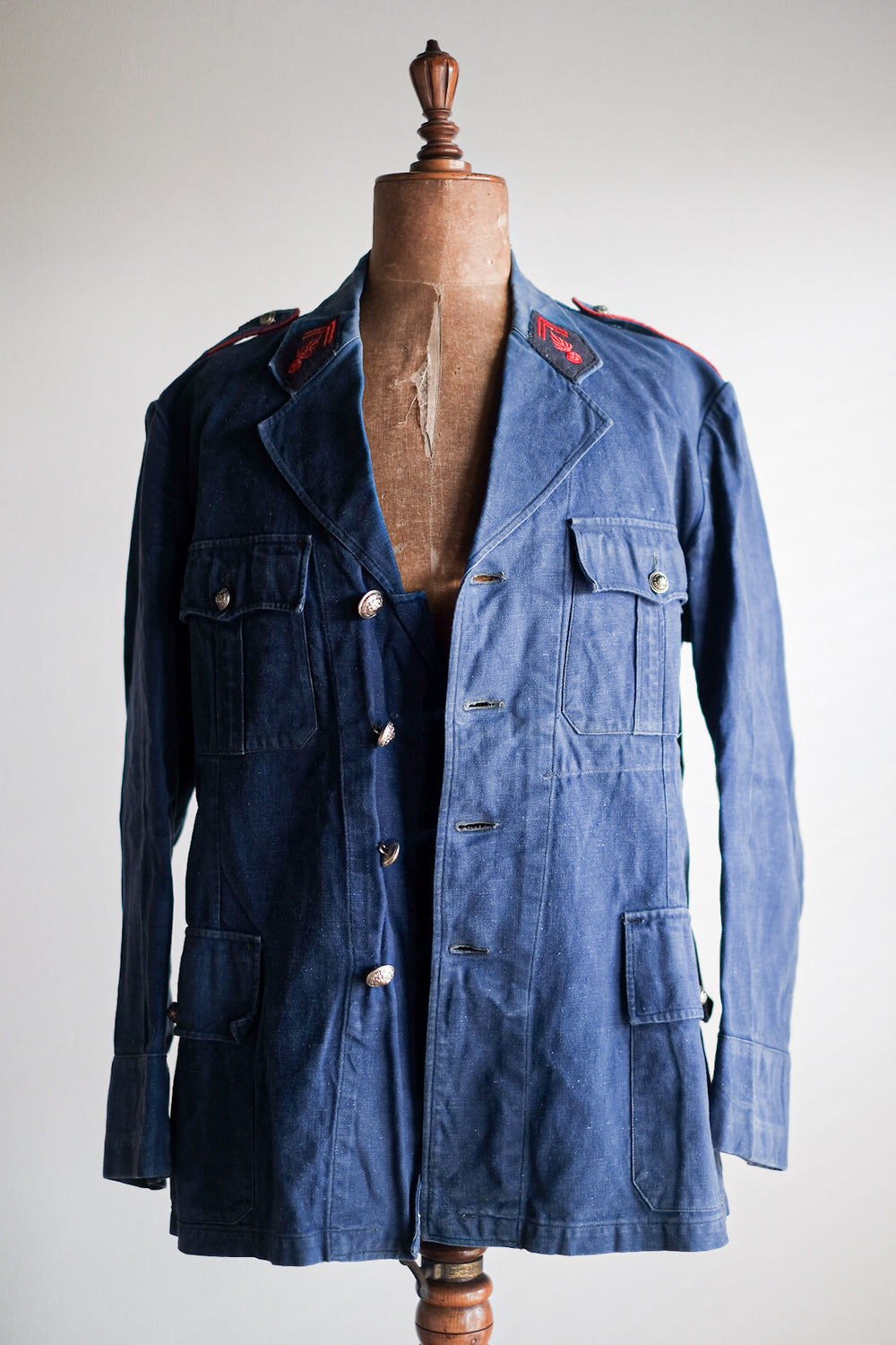 ［~40's］French Vintage Indigo Metis Fireman Lapel Jacket