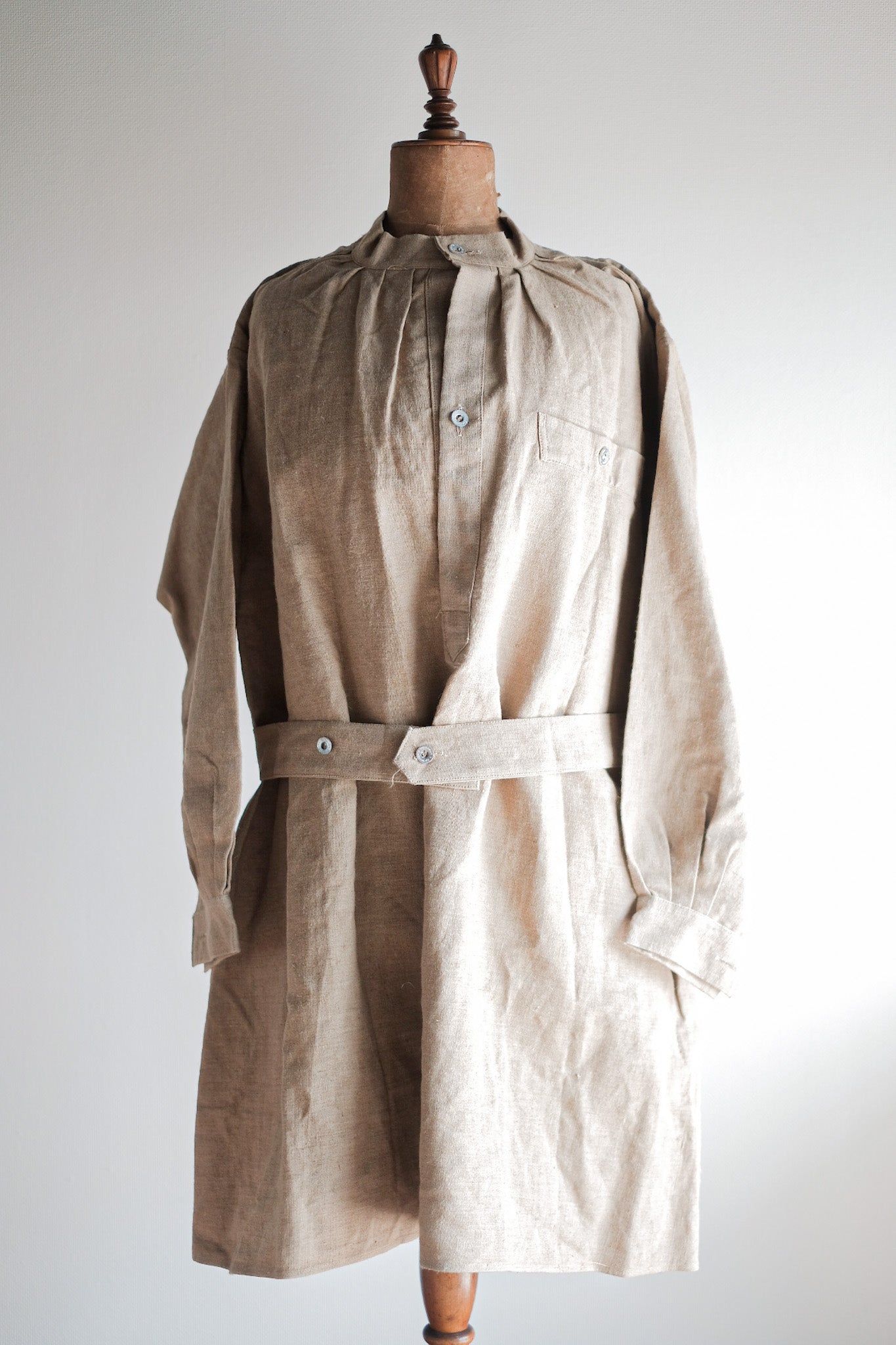 ［~50's］French Army Bourgeron Linen Smock Hospital Military "Dead Stock"