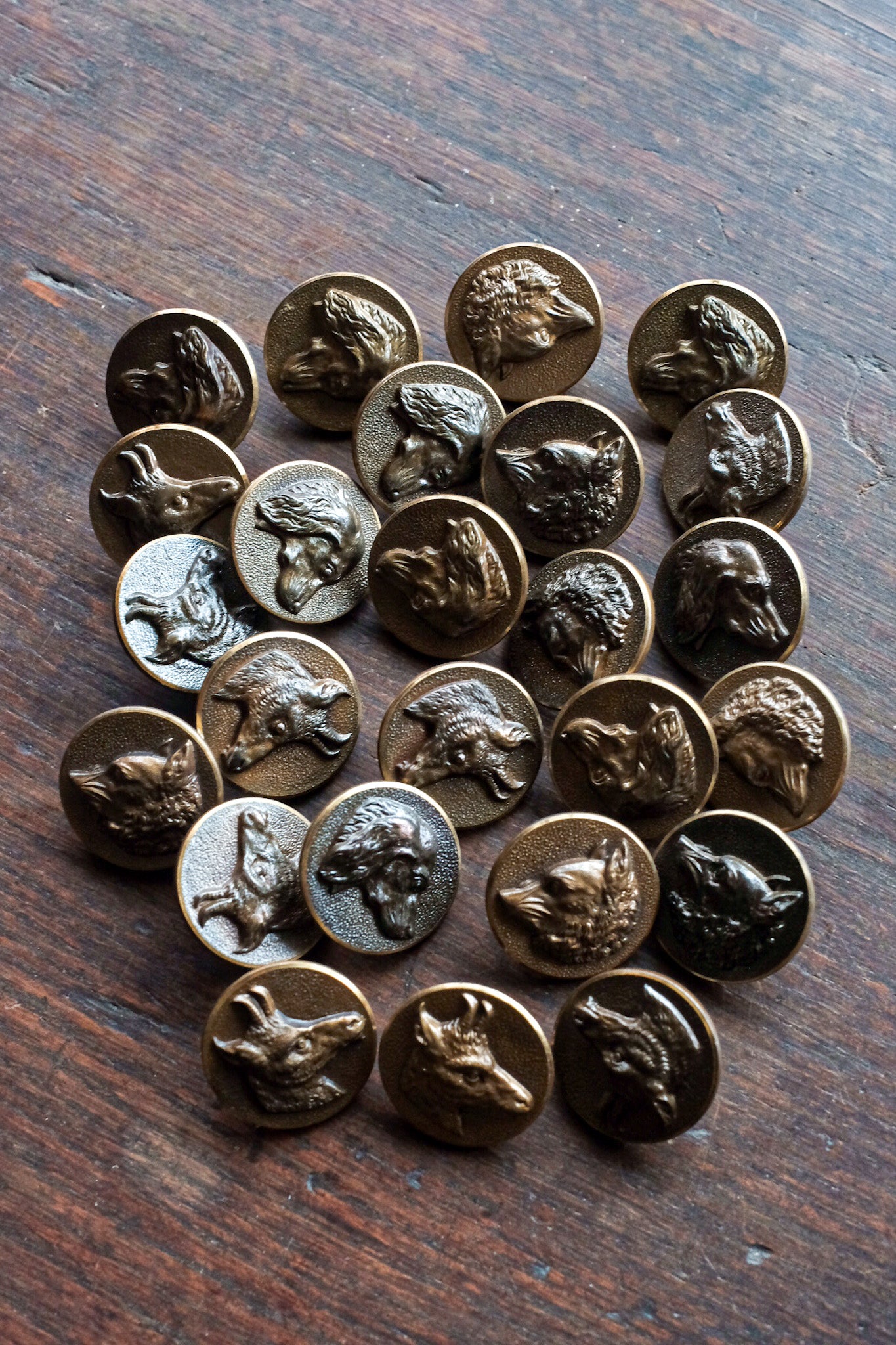 [~ 40's] French Vintage Hunting Blass Animal Buttons "26mm"