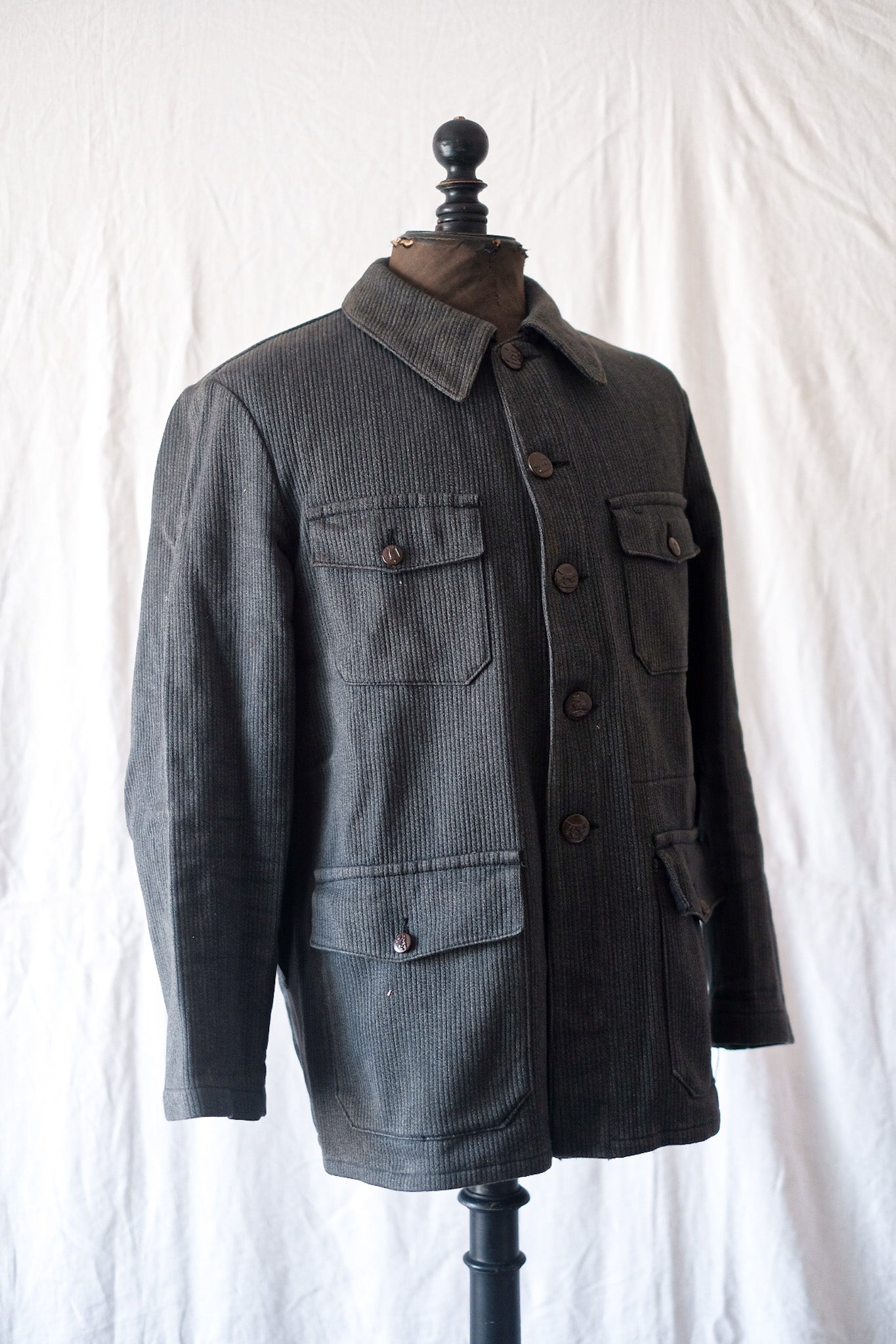 [〜50年代]法國復古灰色pique狩獵夾克“死股”