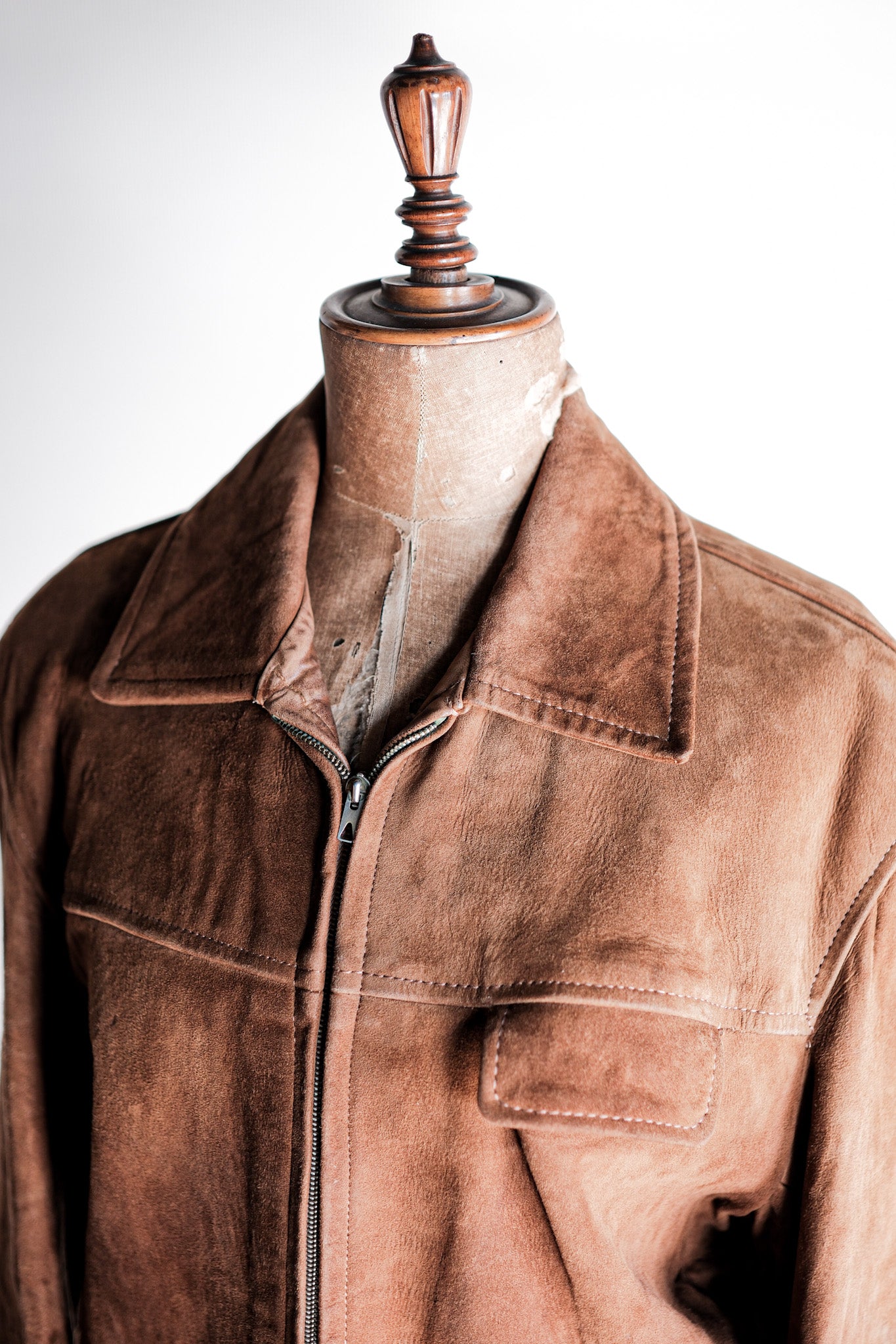 【~60's】French Vintage Brown Suede Zip Up Jacket