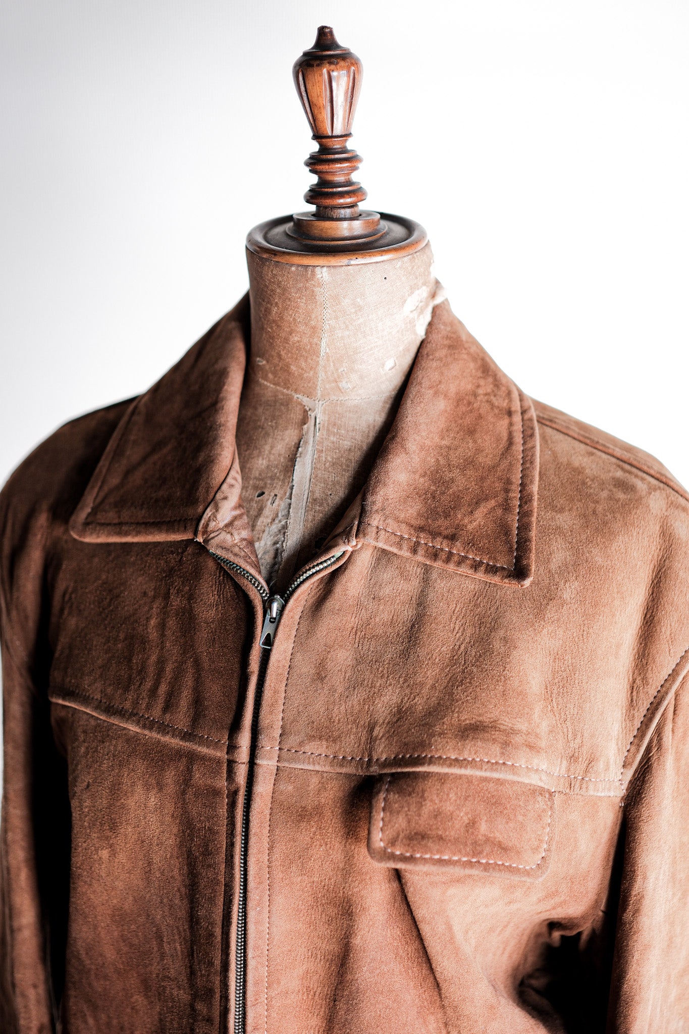 ［~60's］French Vintage Brown Suede Zip Up Jacket