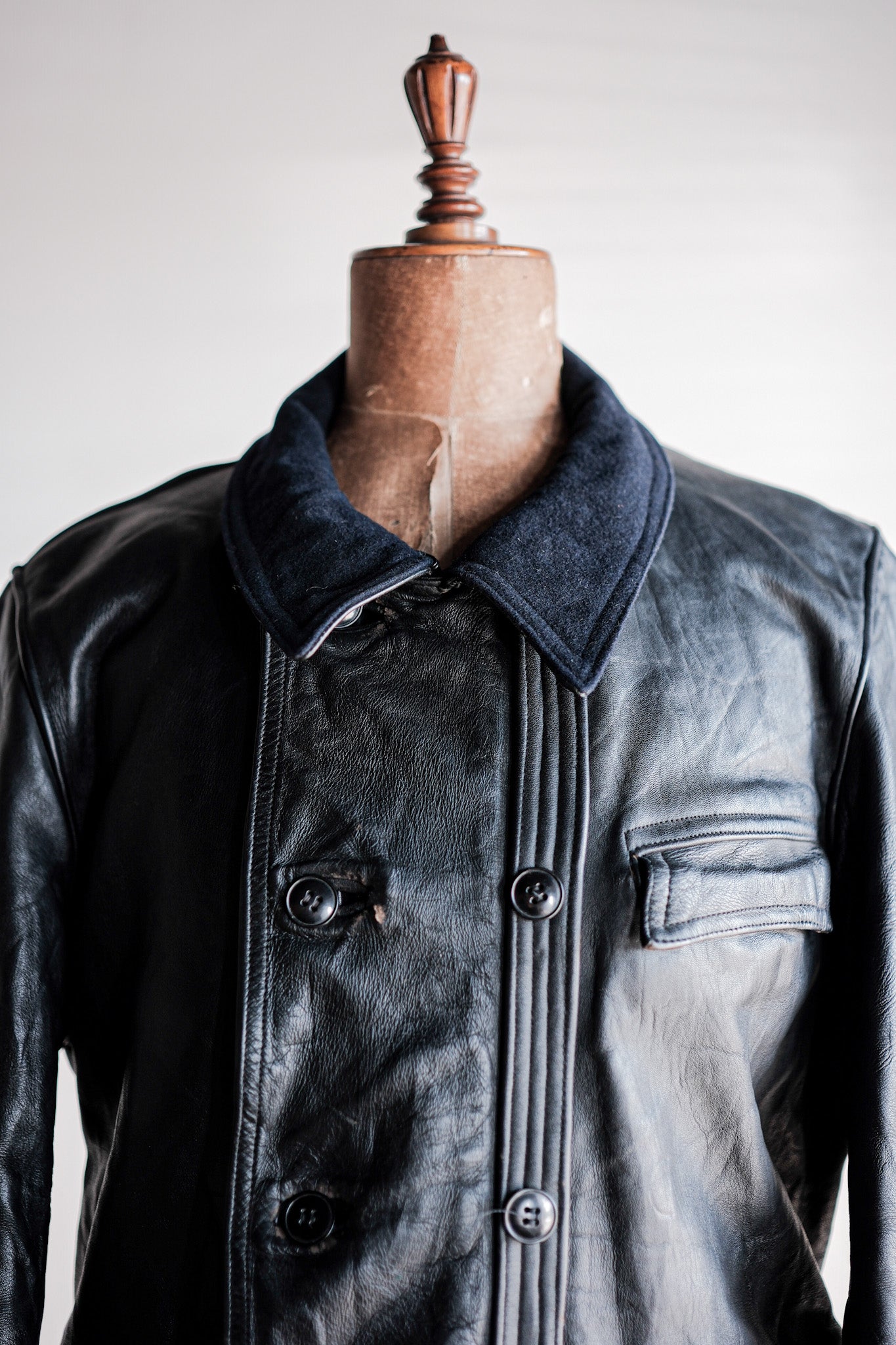 ［~50's］French Vintage Le Corbusier Leather Work Jacket "Wool Collar"