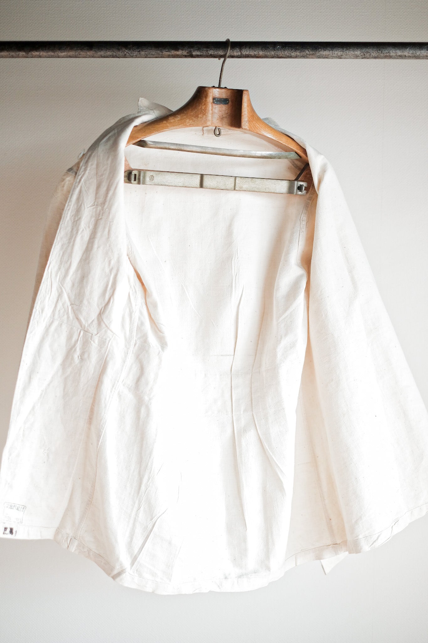 ［~50's］French Army Linen Jacket Hospital Military "Dead Stock"