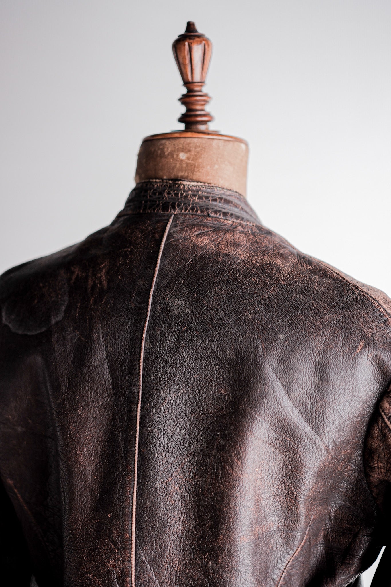 【~30's】German Vintage Double Breasted Motorcycle Leather Jacket