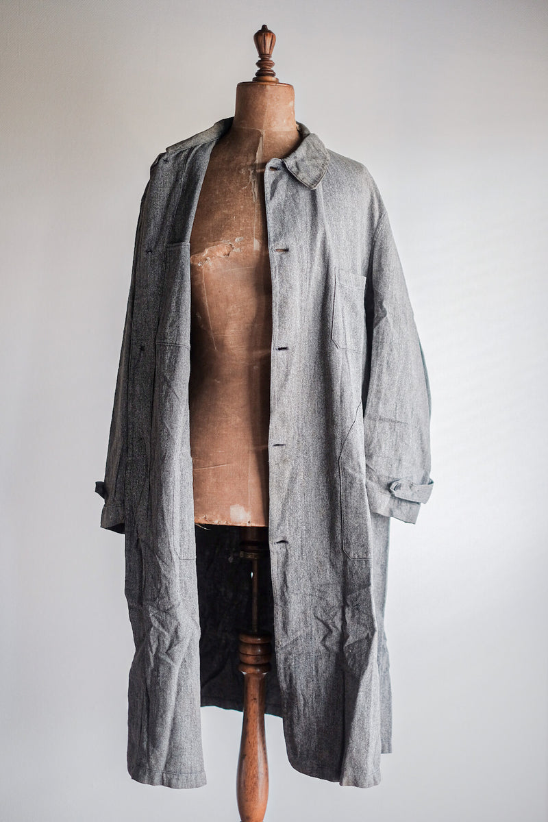 [~ 40's] เสื้อโค้ท French Vintage Black Chambray Atelier