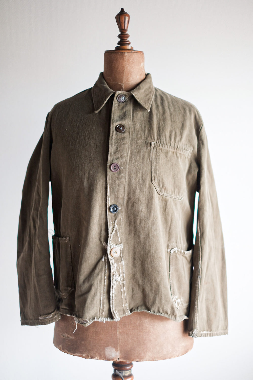 【~30's】German Vintage Green Cotton Work Jacket