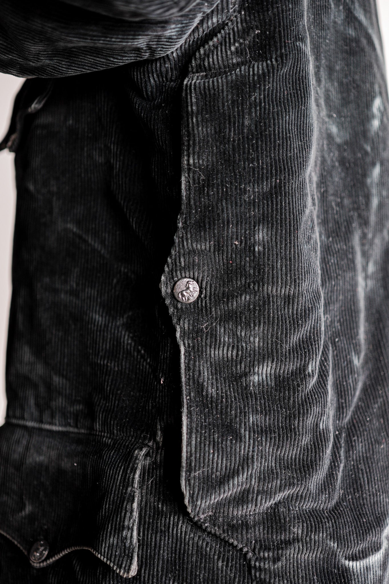 [〜40年代]法國復古黑色燈芯絨狩獵夾克