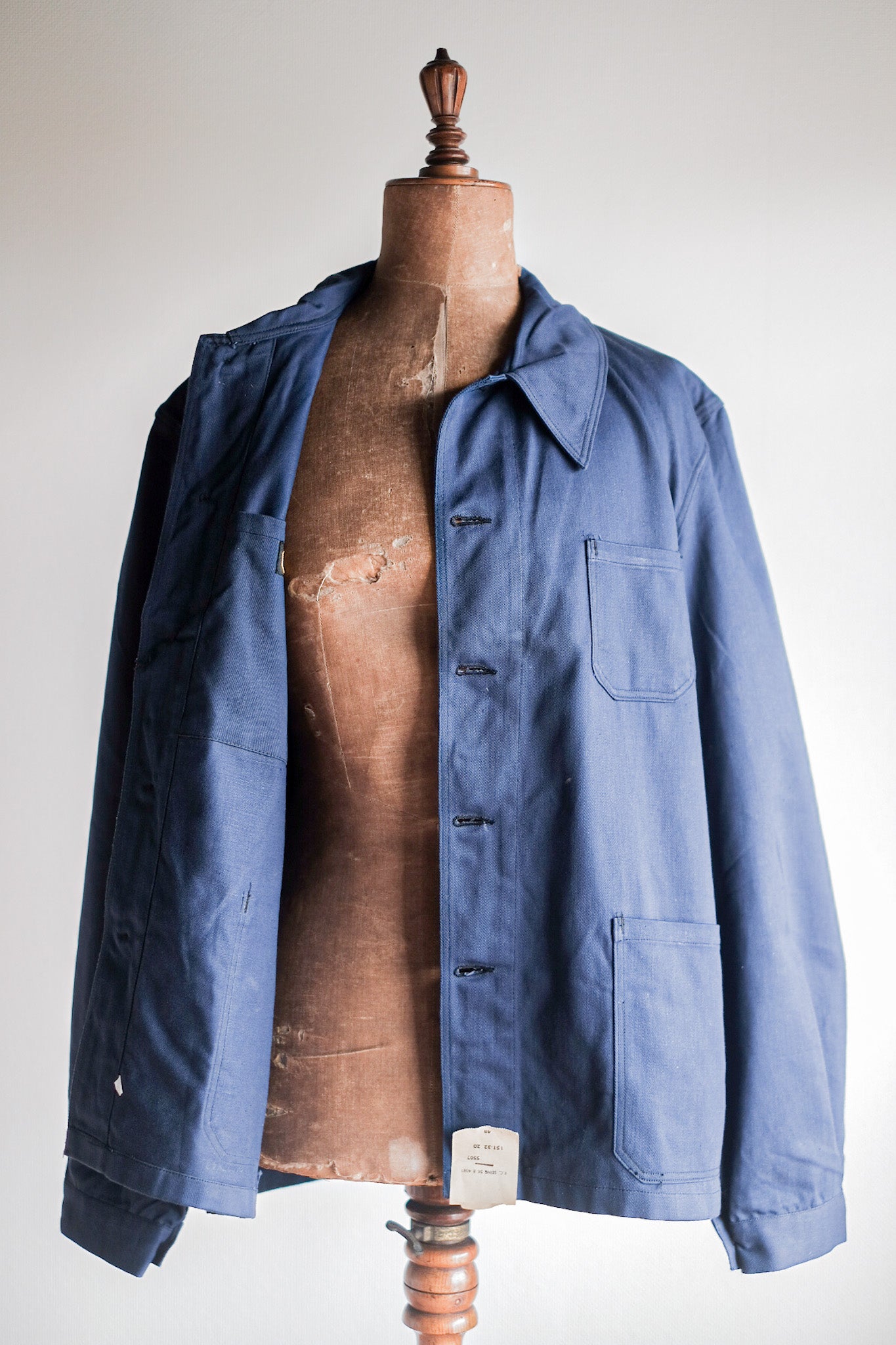 【~50's】French Vintage Blue Cotton Twill Work Jacket "Dead Stock"