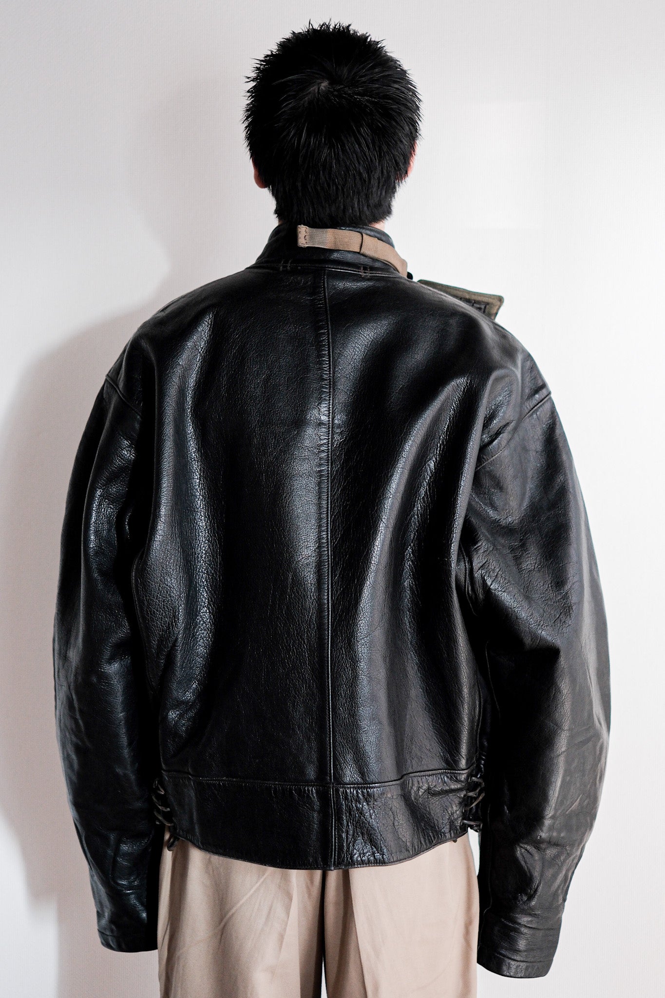 [~ 50 년대] 스웨덴 군대 파견 라이더 가죽 오토바이 재킷