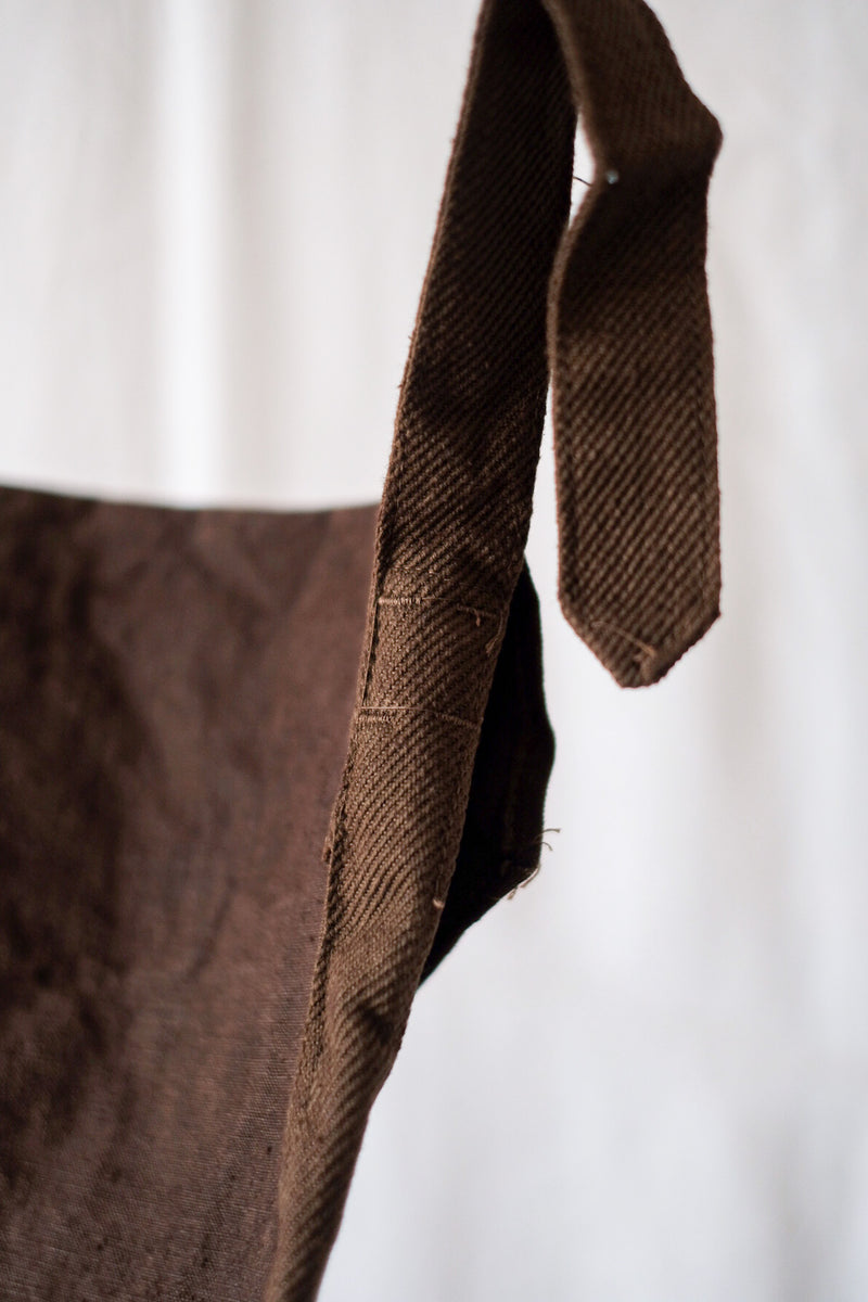 【~40's】French Army Brown Linen Musette Bag "Dead Stock"