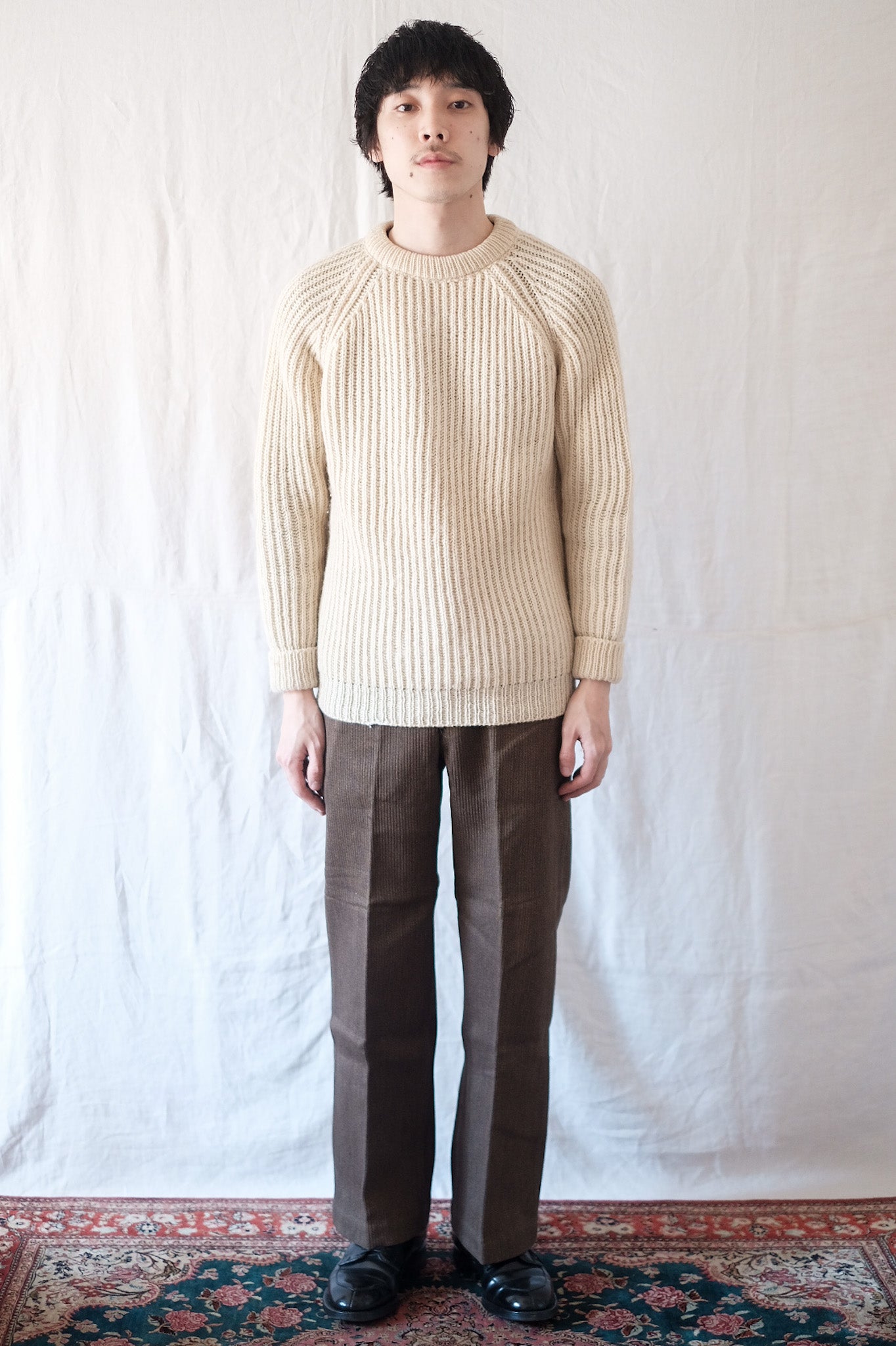 [〜50年代]法國復古棕色棉布式工程褲子“死庫存”