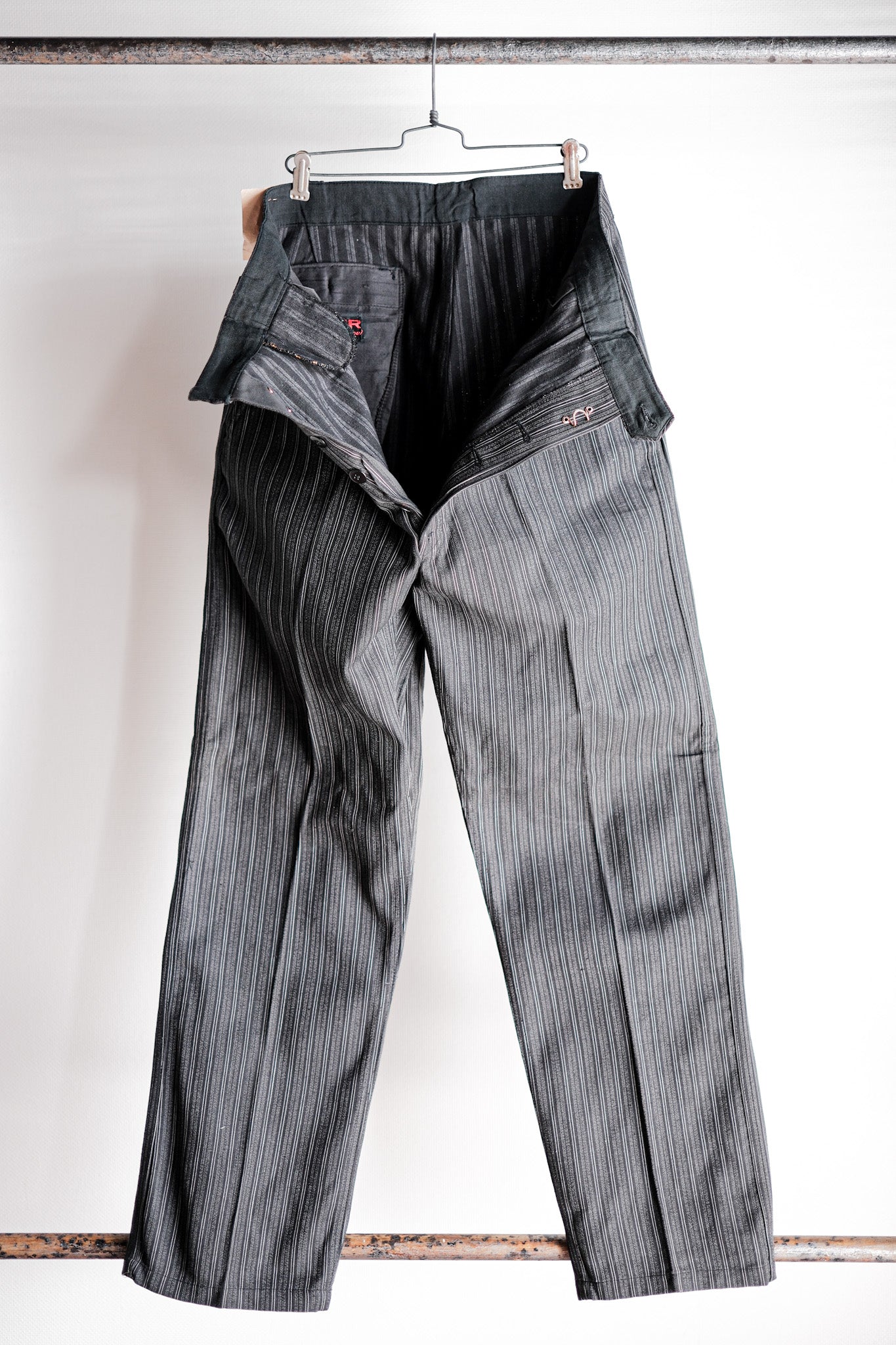 ［~50's］French Vintage Cotton Striped Work Pants "CREPIER" "Dead Stock"