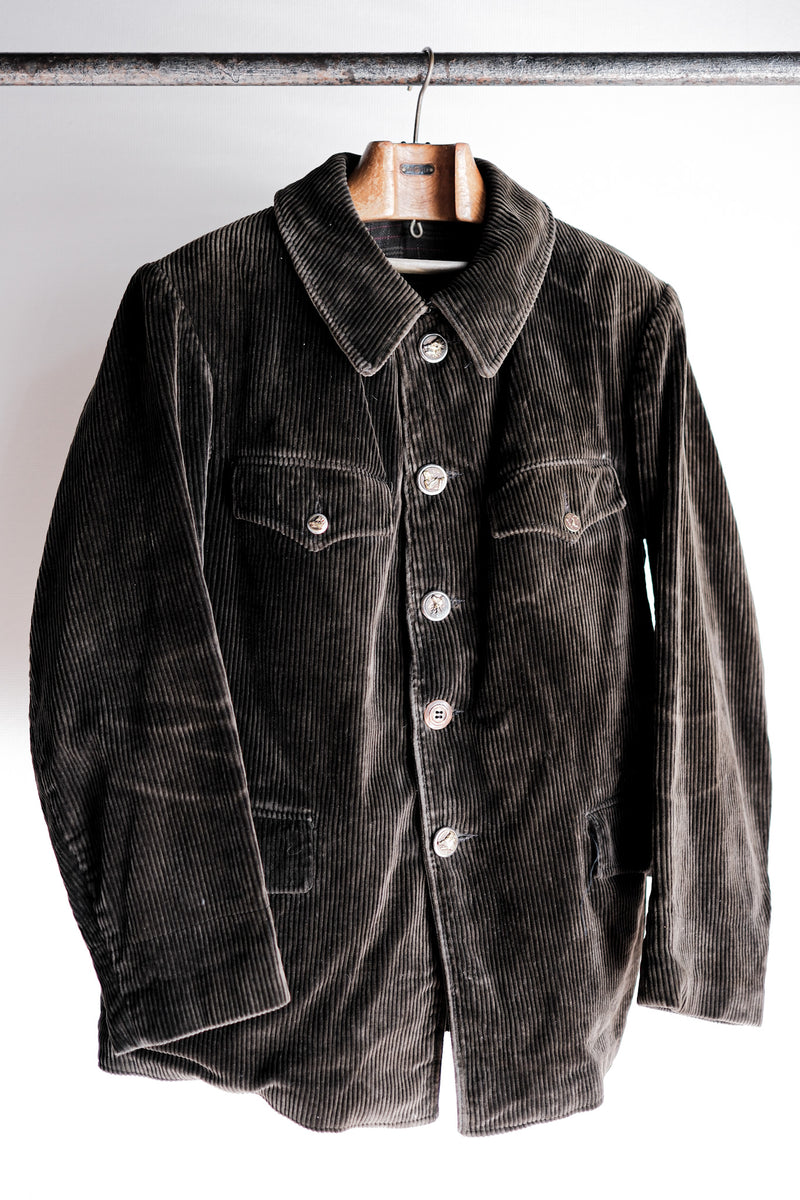 40's】French Vintage Dark Brown Corduroy Gamekeeper Hunting Jacket ...