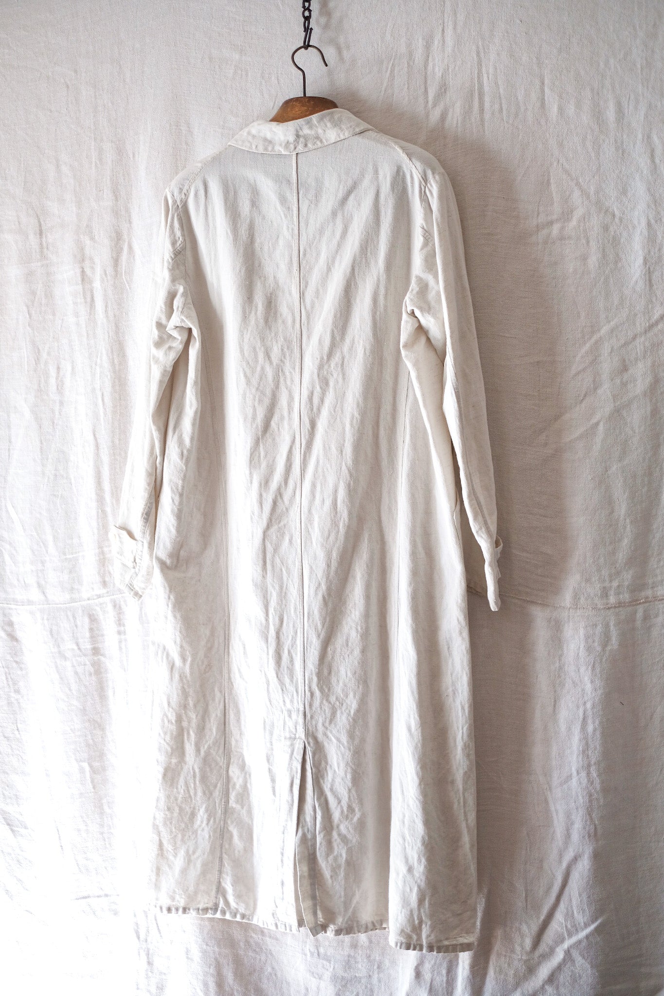 [~ 30's] French Vintage White Cotton Linen Work Coat