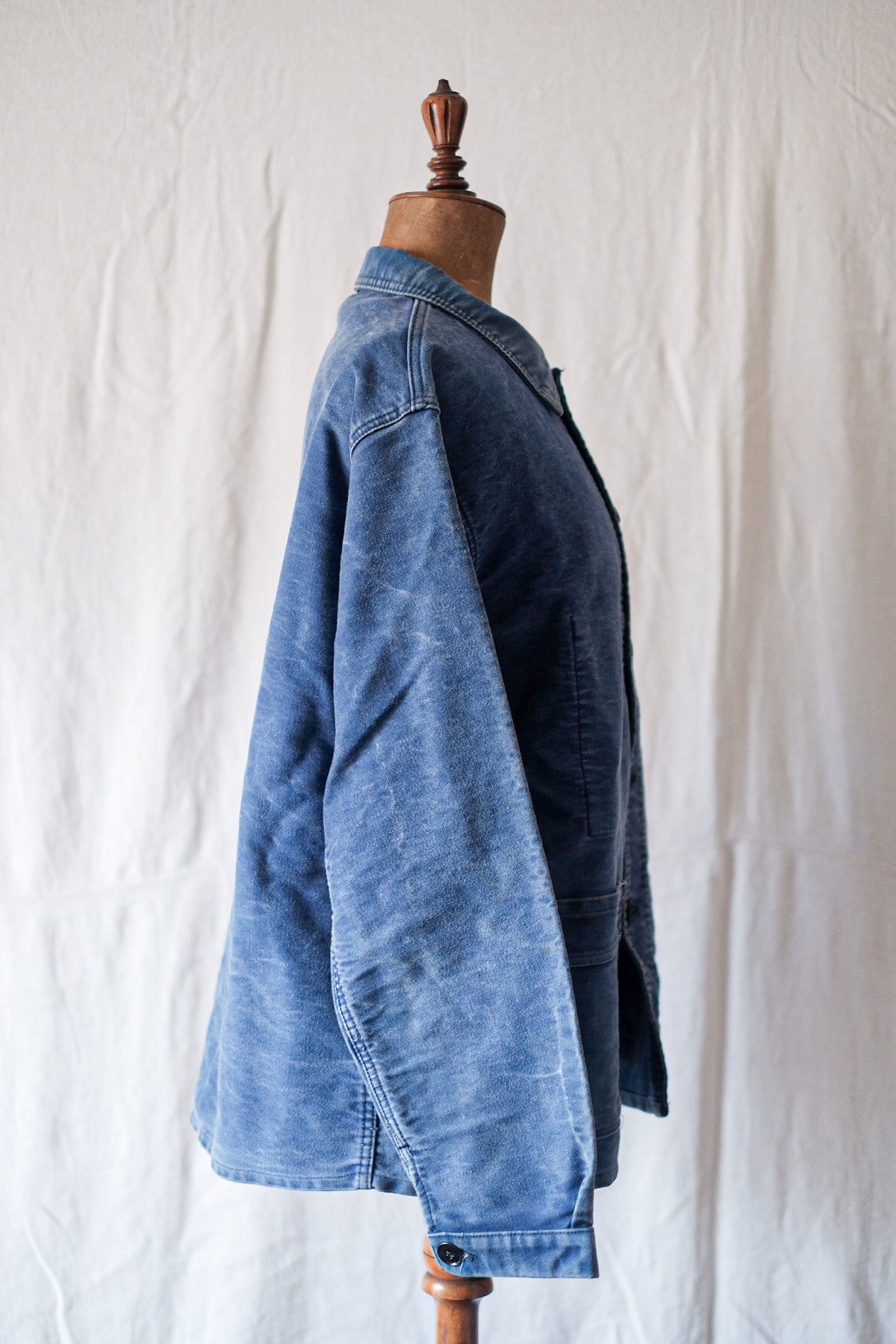 【~50's】French Vintage Blue Moleskin Work Jacket "Le Mont St. Michel"