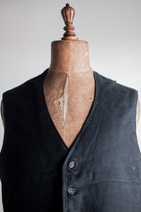 【~10's】French Vintage Black Wool Work Gilet