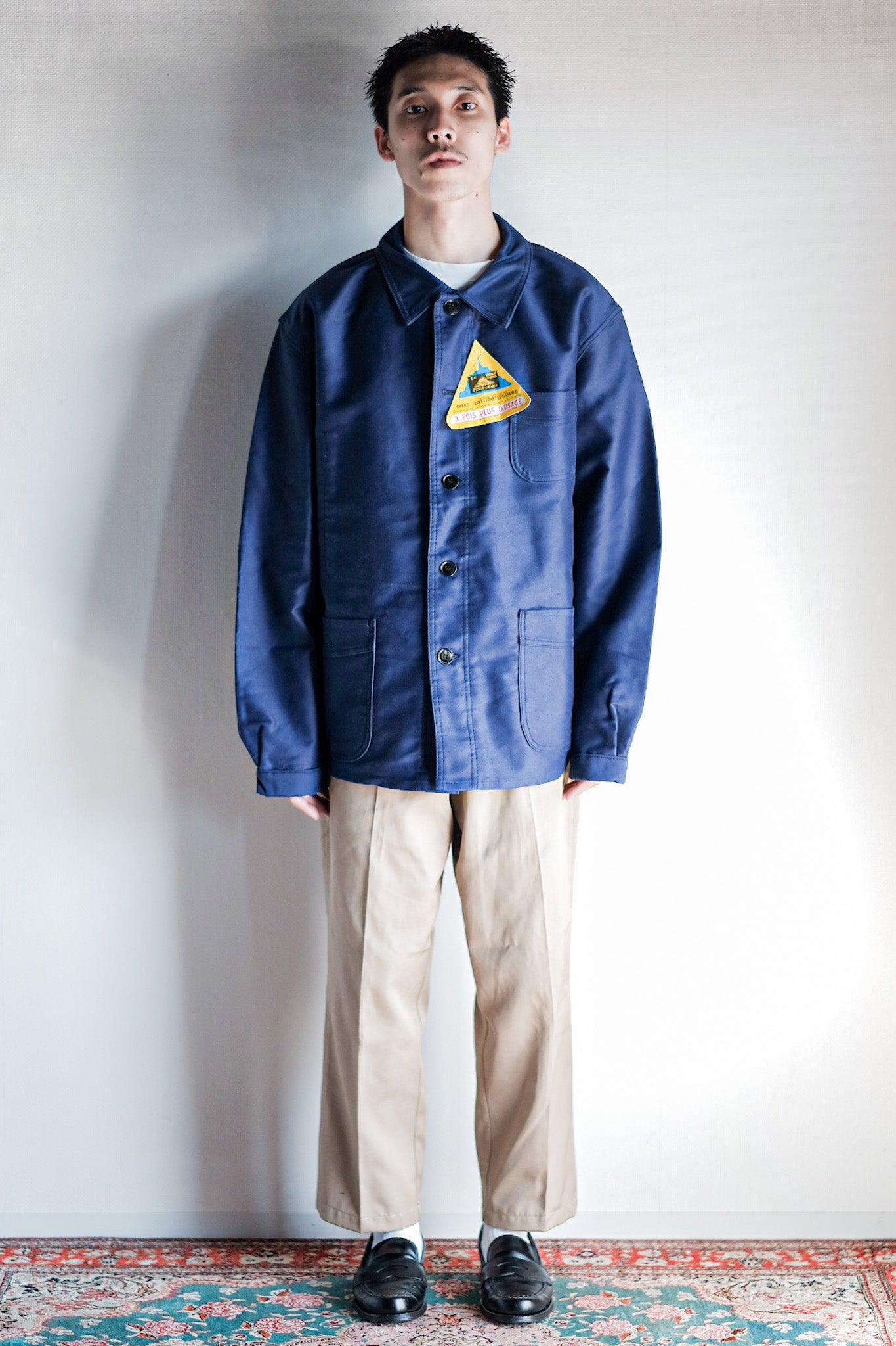 ［~50's］French Vintage Blue Moleskin Work Jacket "Le Mont St. Michel" "Dead Stock"