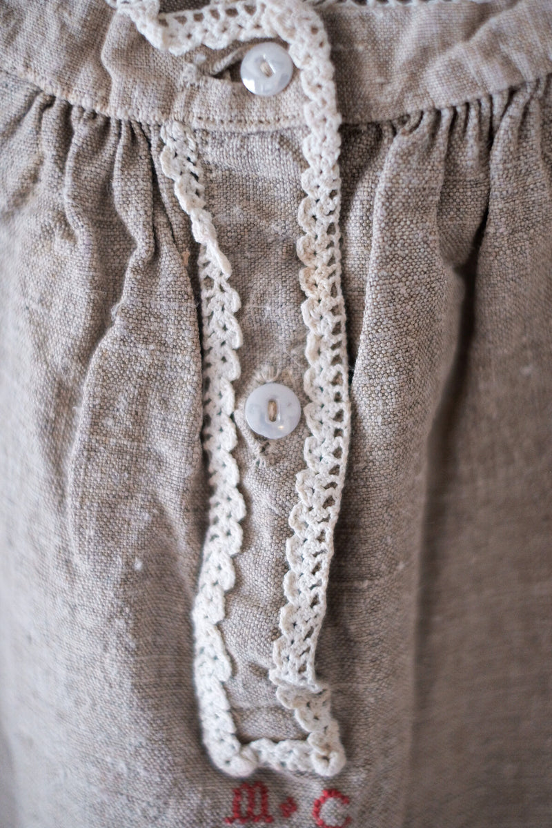 【Early 20th C】French Antique Linen One Piece