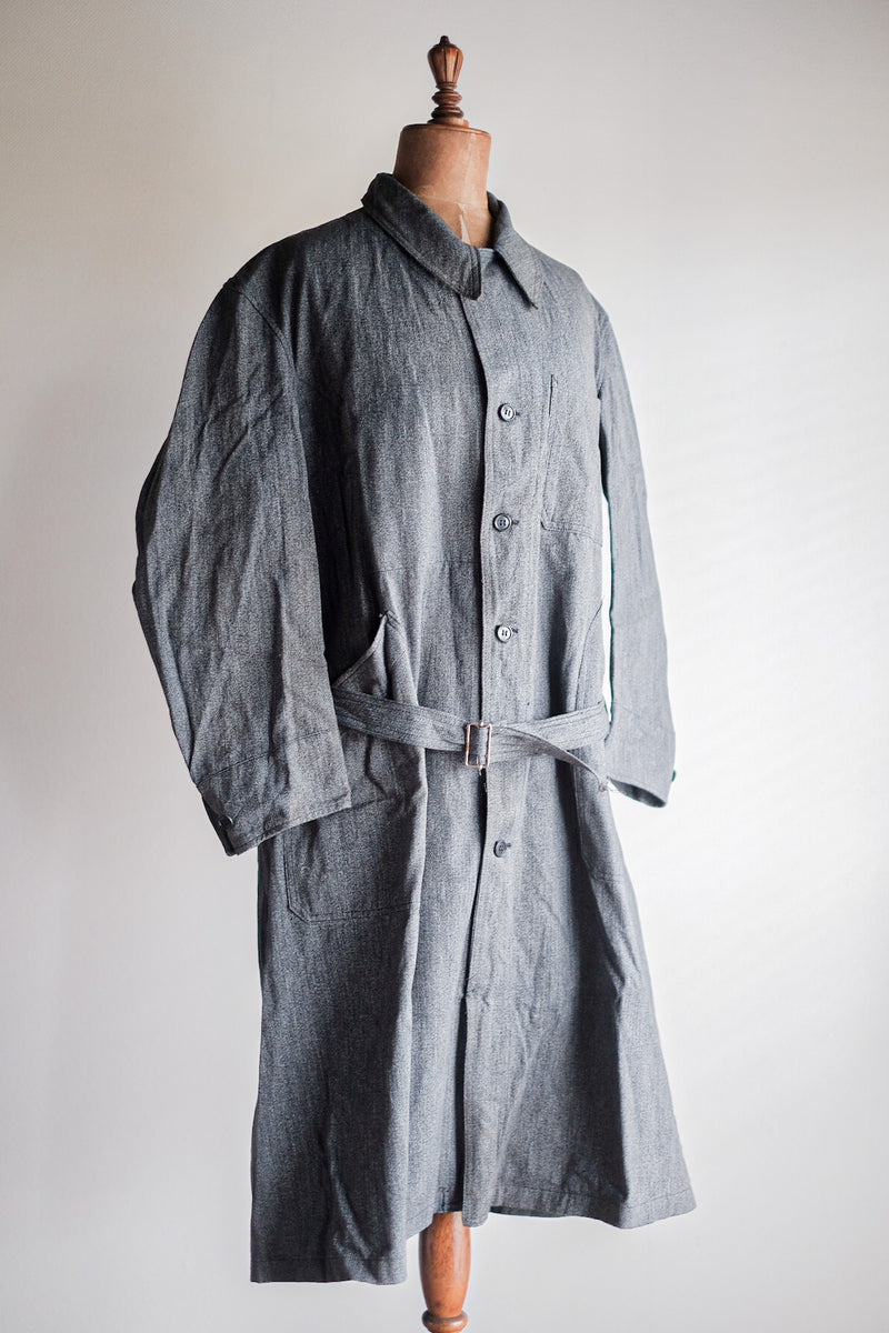 [~ 50's] French Vintage PTT Black Chambray Atelier Coat "Dead Stock"