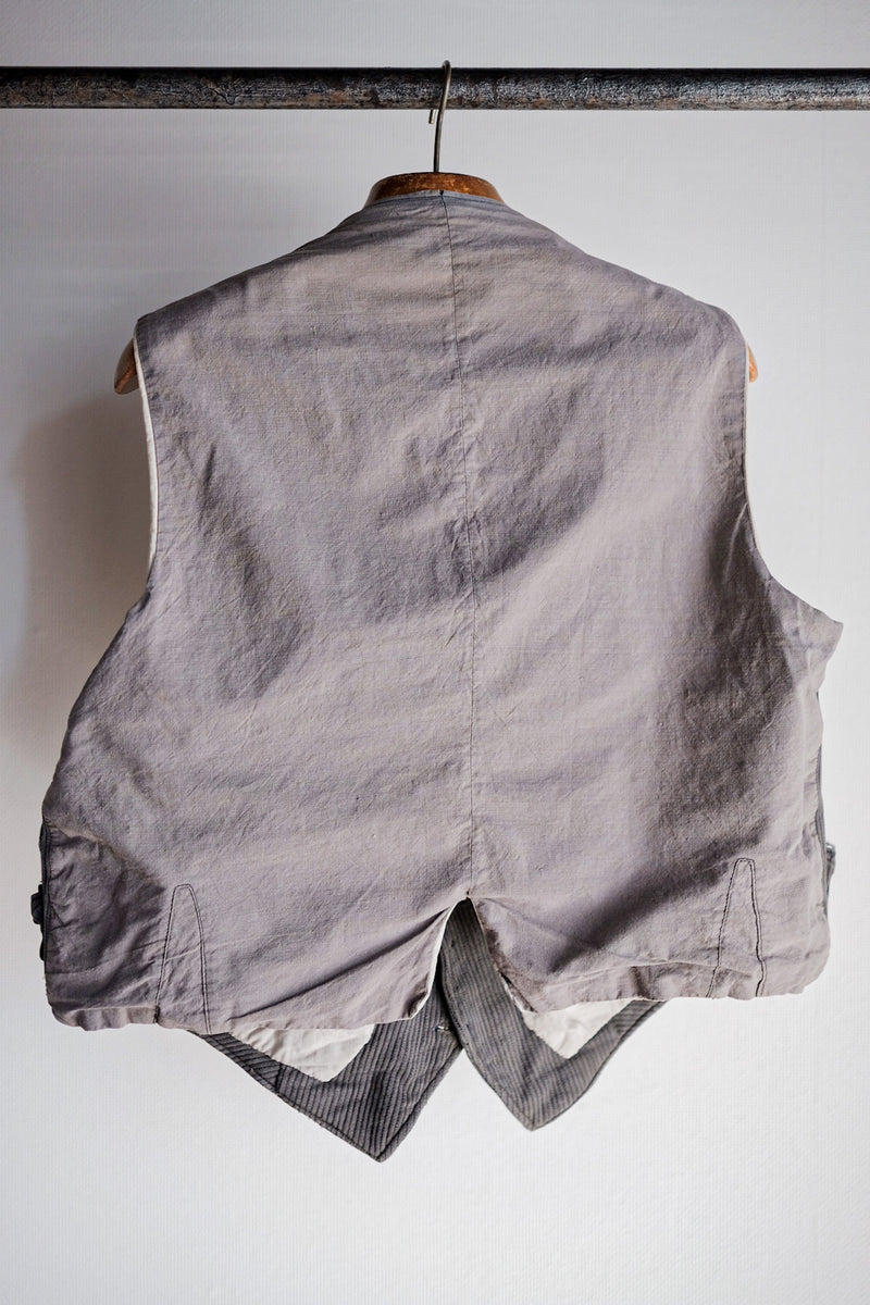 [~ 30's] French Vintage Grey Cotton Pique Hunting Gilet