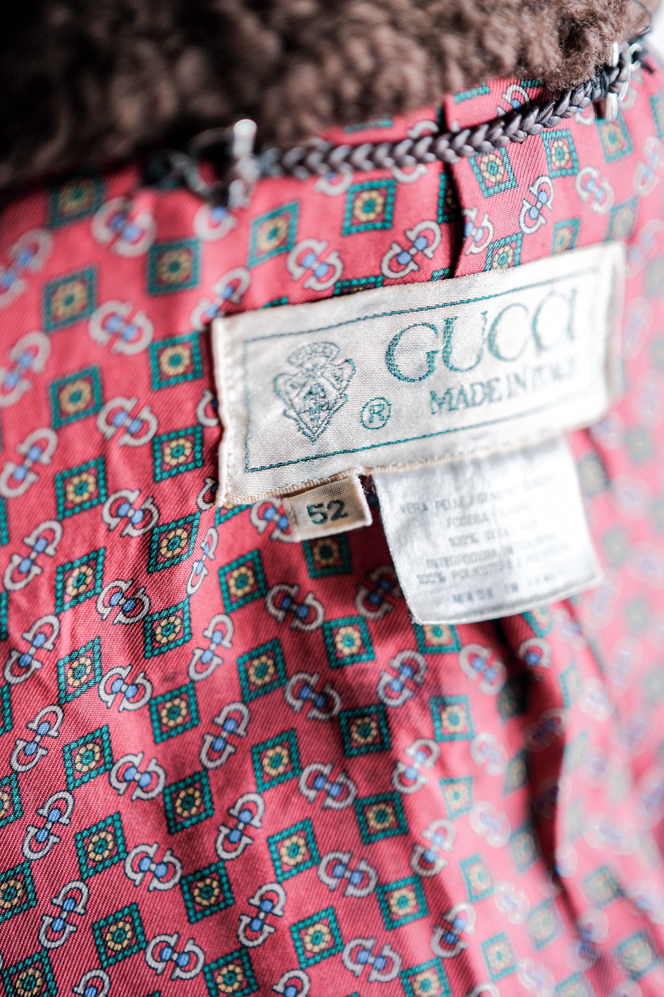 ［~80's］Old Gucci Leather Bomber Jacket Size.52