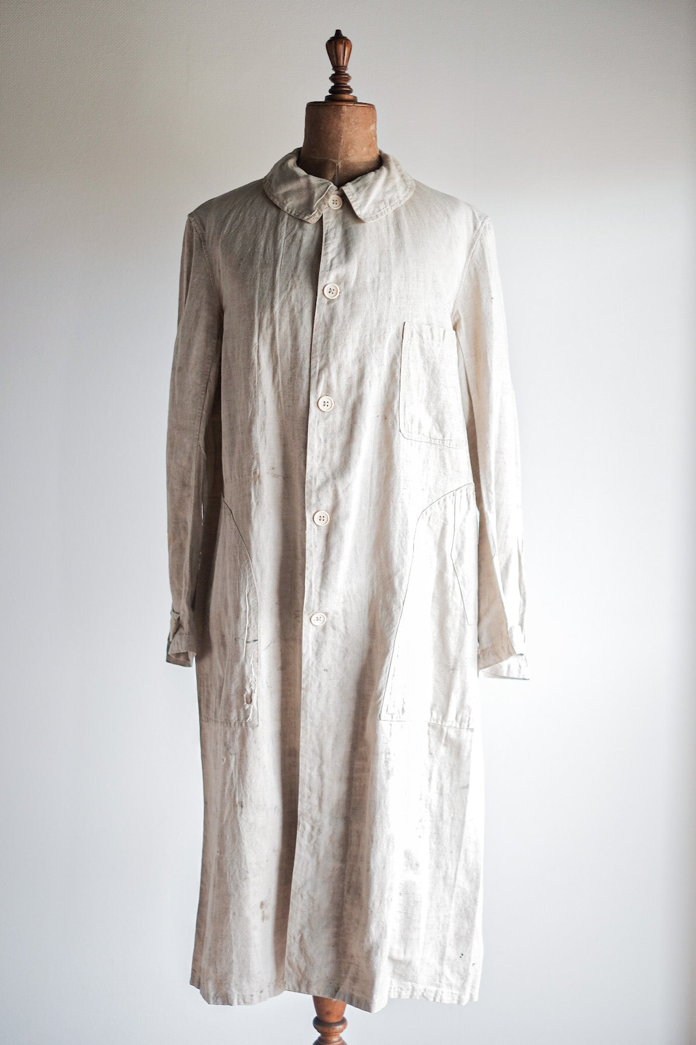 [~ 30's] French Vintage Linen Work Coat