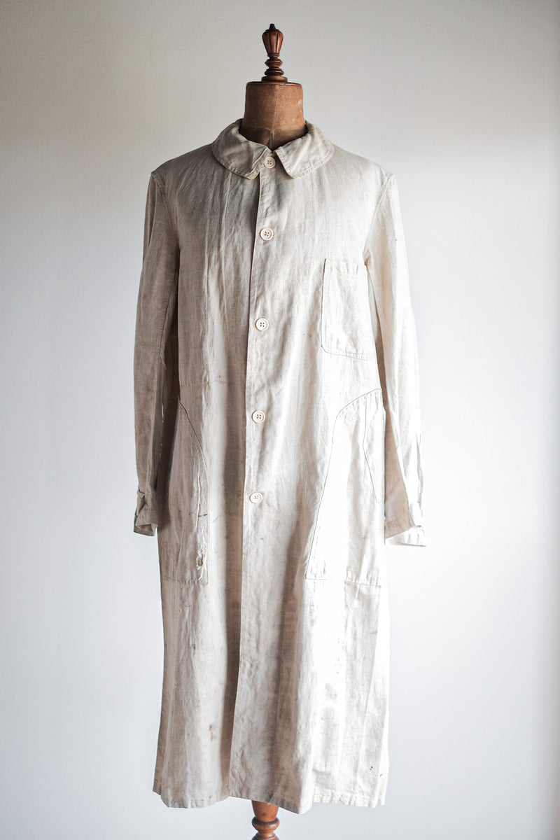 [~ 30's] เสื้อคลุมผ้าลินินวินเทจฝรั่งเศส