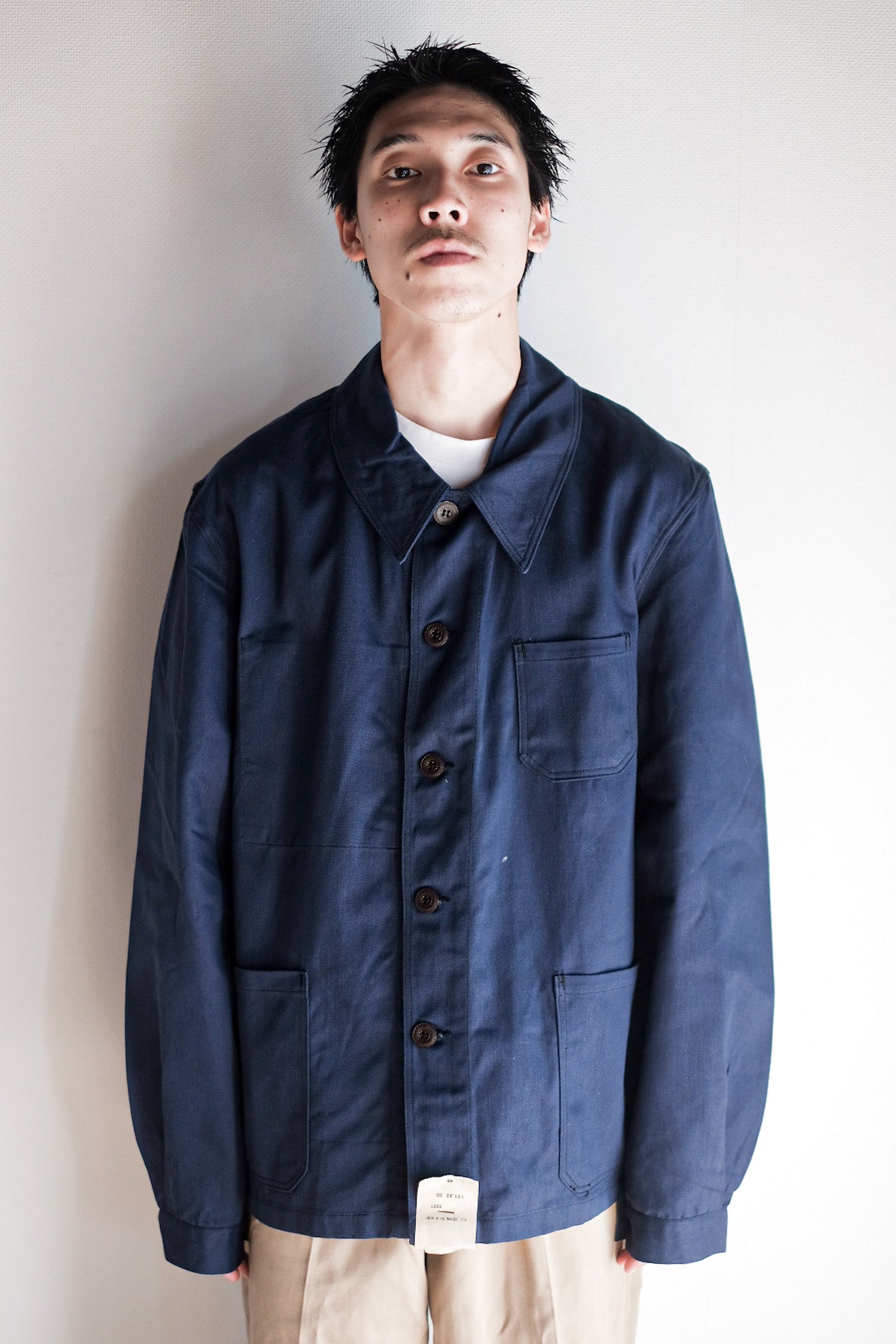 【~50's】French Vintage Blue Cotton Twill Work Jacket "Dead Stock"