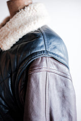 [~ 70's] Old Marcel Lassance Leather Bomber Jacket Size.52