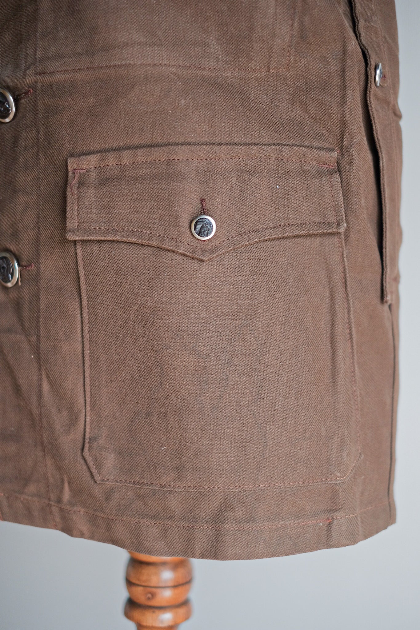 ［~40's］French Vintage Brown Cotton Twill Hunting Jacket "Dead Stock"