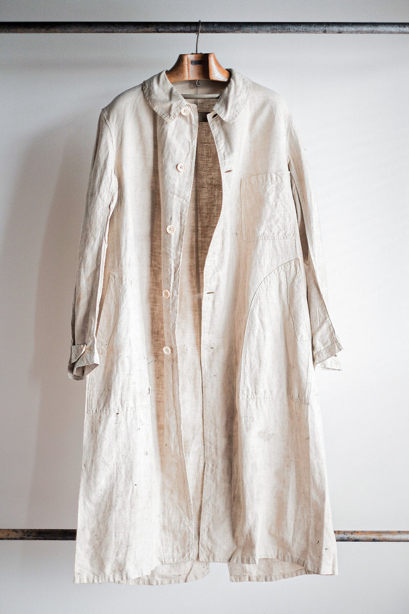 [~ 30's] เสื้อคลุมผ้าลินินวินเทจฝรั่งเศส