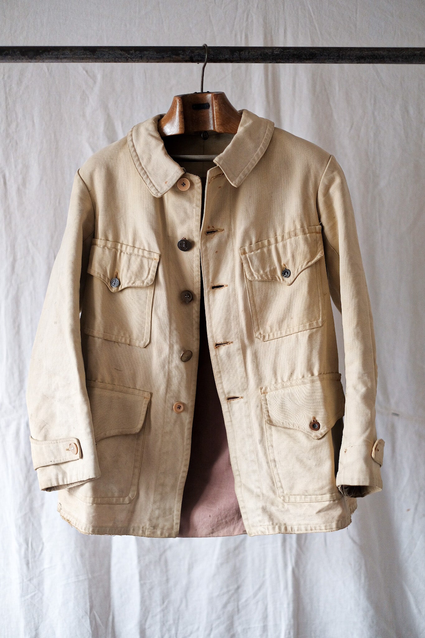[~ 30's] French Vintage Cotton Canvas Hunting Jacket