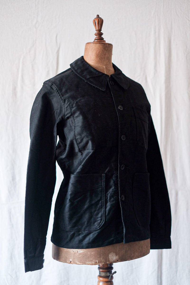 【~40's】French Vintage Black Moleskin Work Jacket