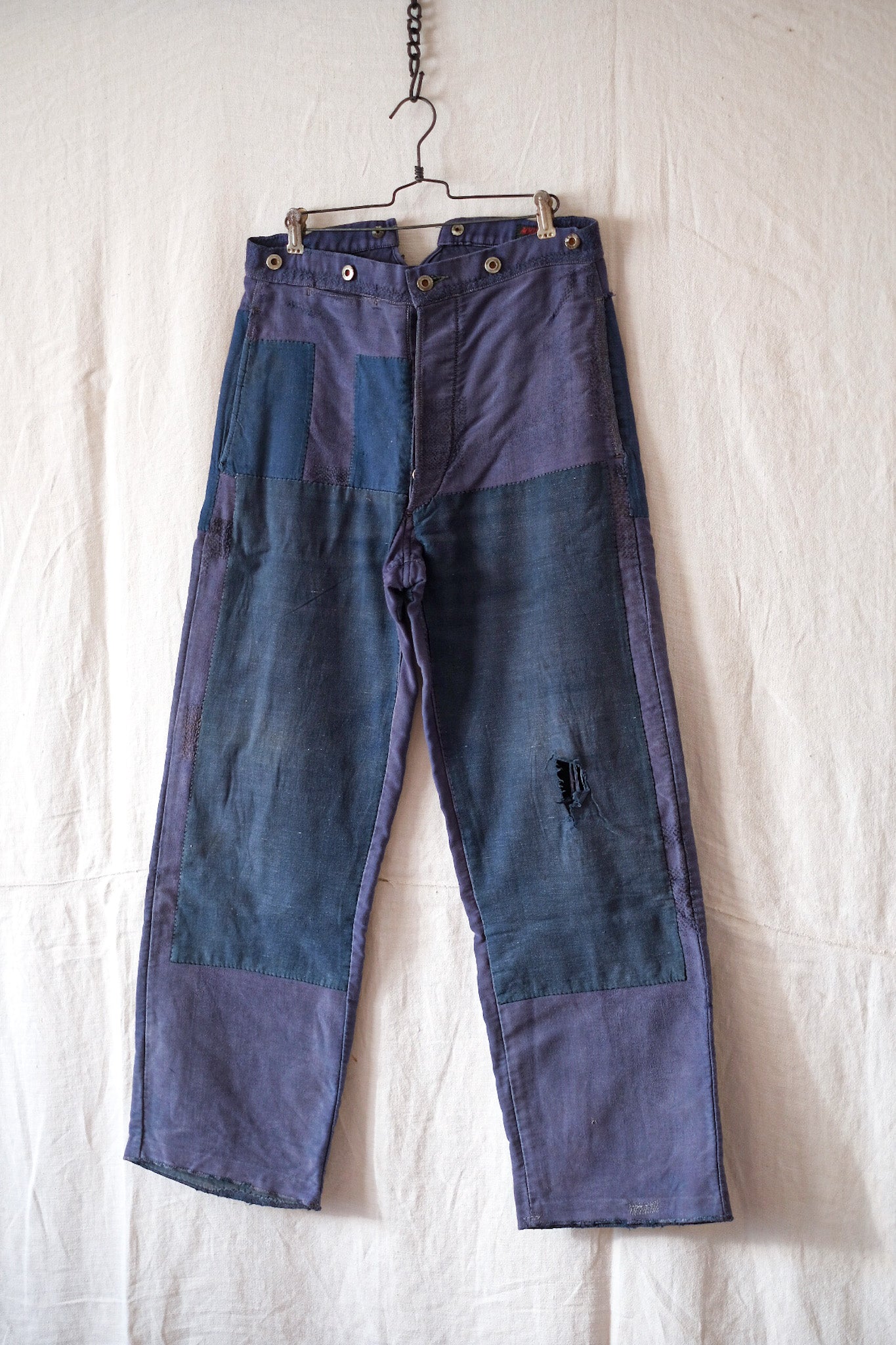 [~ 30's] French vintage bleu moleskin pantalon "Adolphe Lafont"